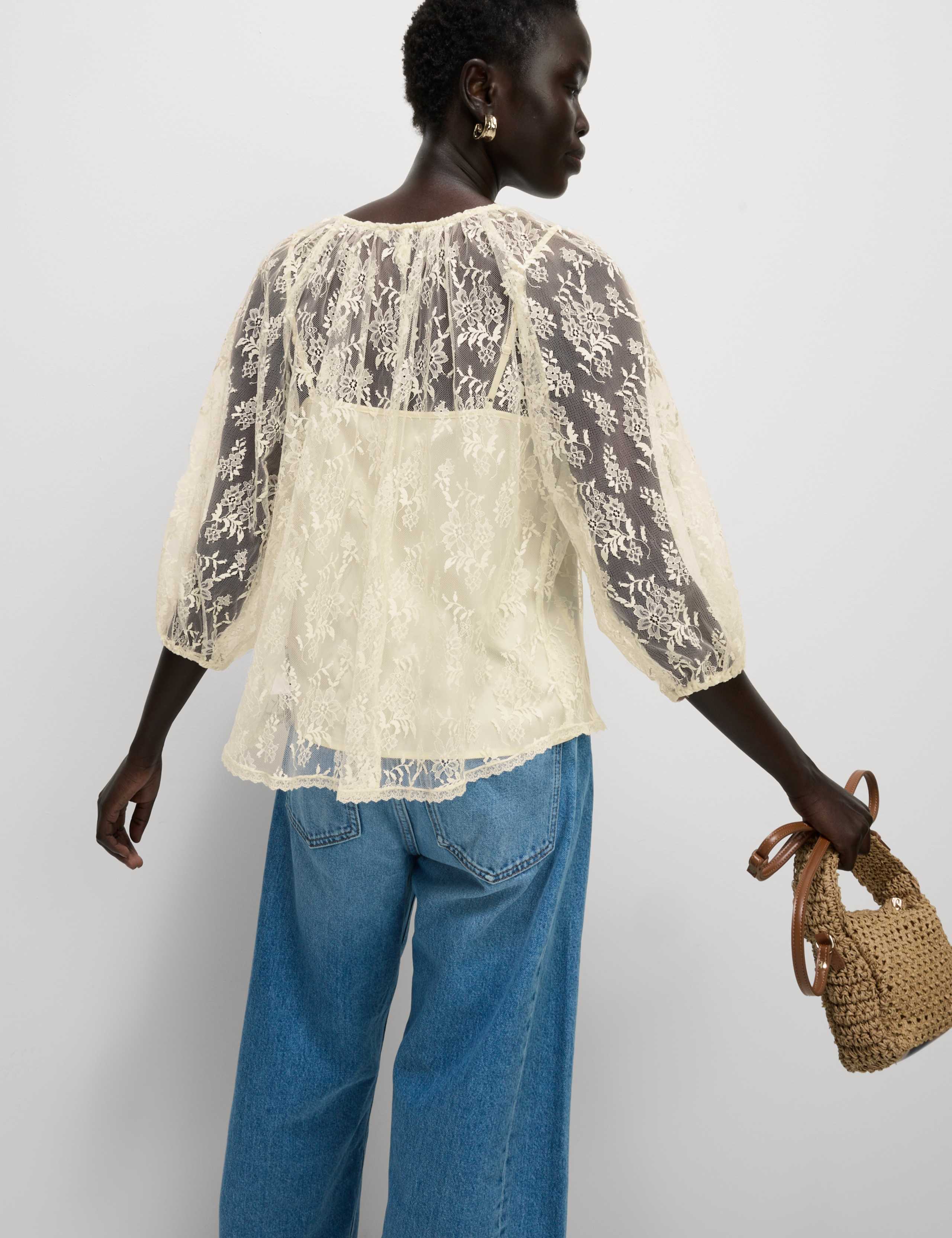 Lace Button Through Top 3 of 6