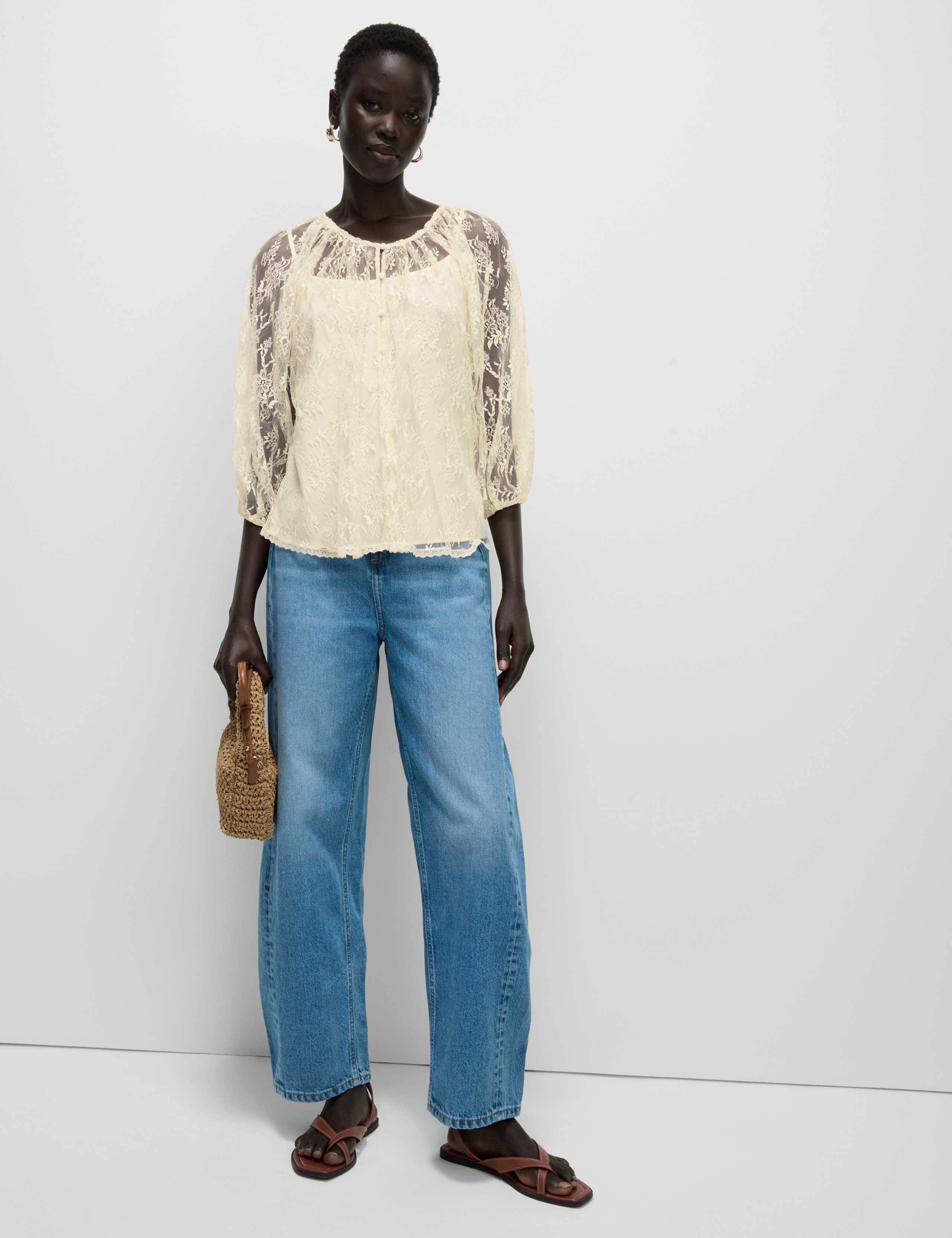 Lace Button Through Top 4 of 6