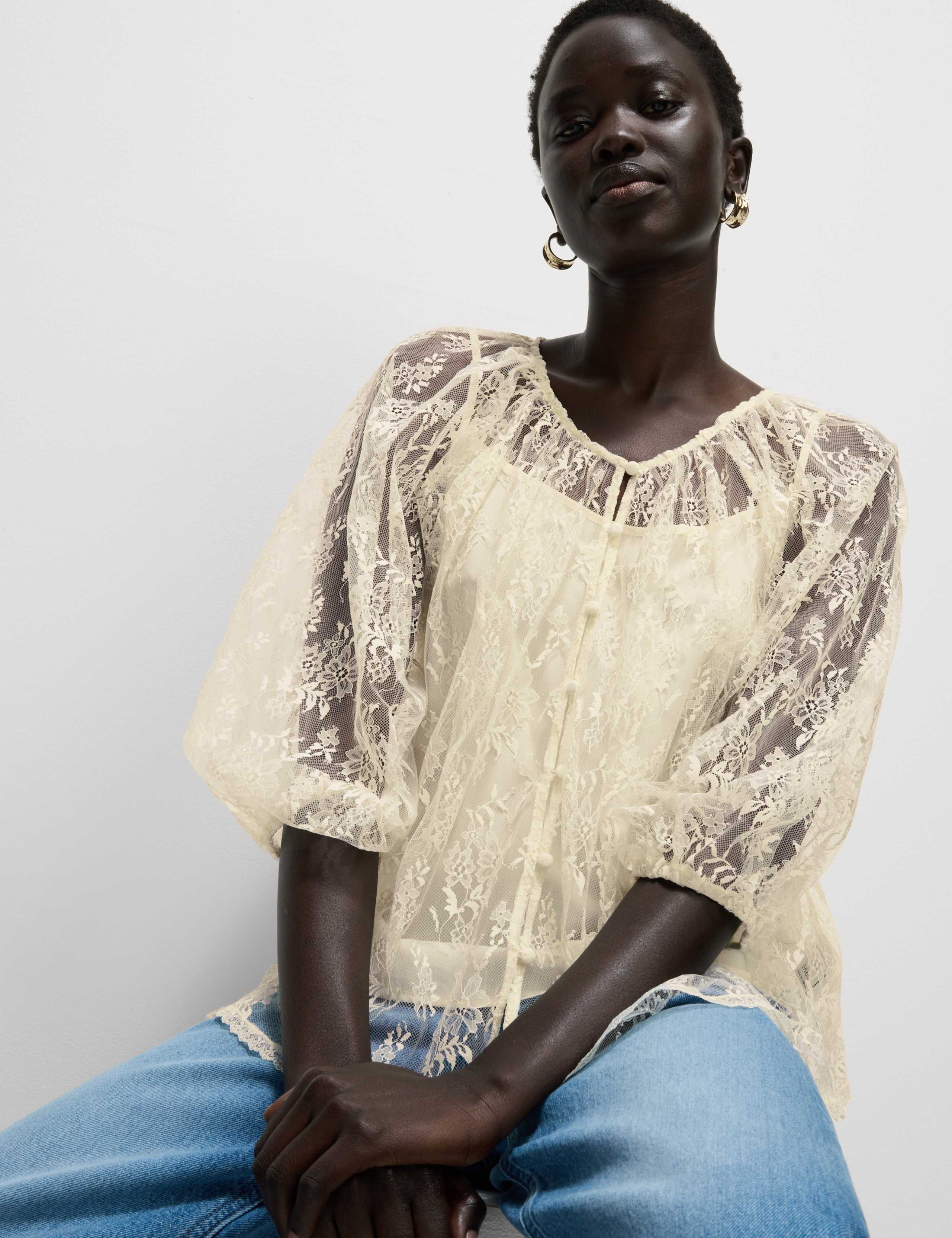 Lace Button Through Top 6 of 6