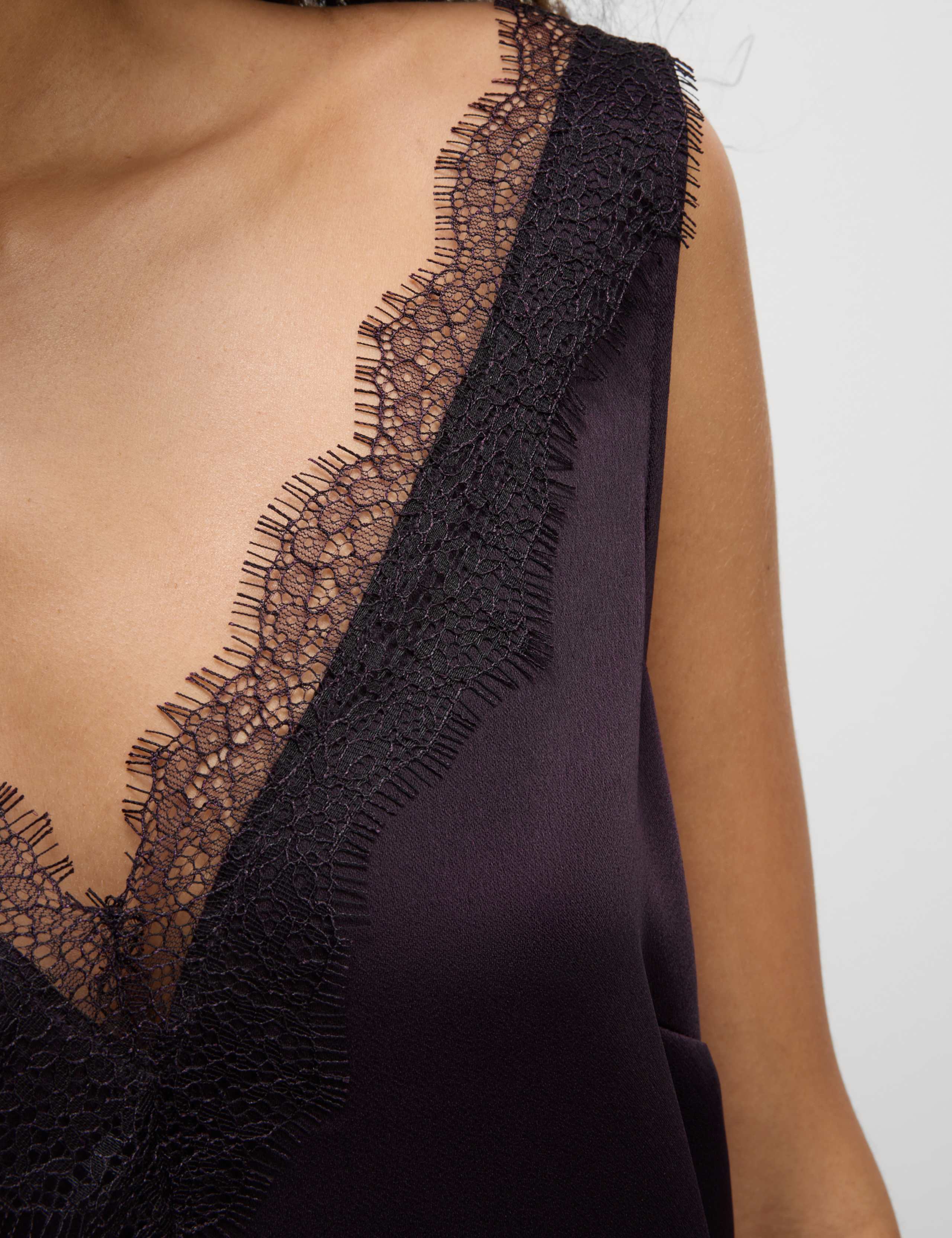 Satin Lace V-Neck Insert Cami Top 3 of 5