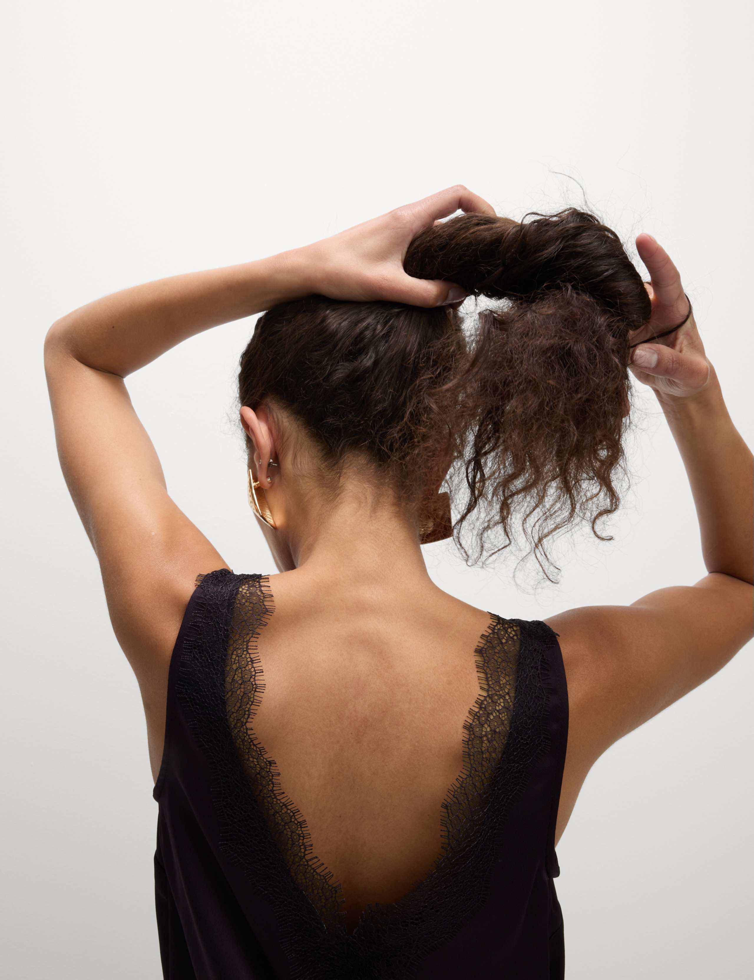 Satin V-Neck Lace Insert Cami Top 5 of 5