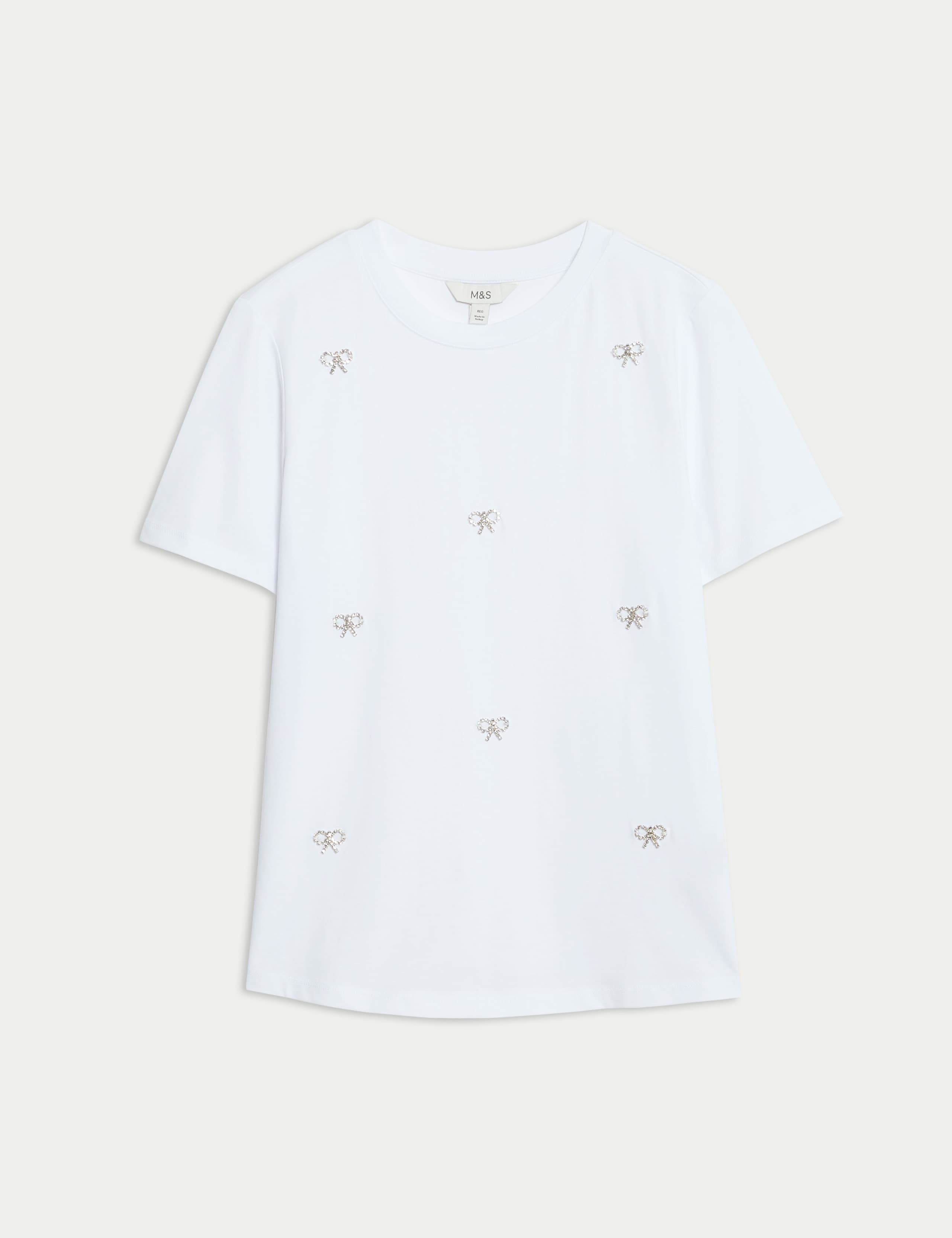 Pure Cotton Bow Detail Embellished Top 2 of 6