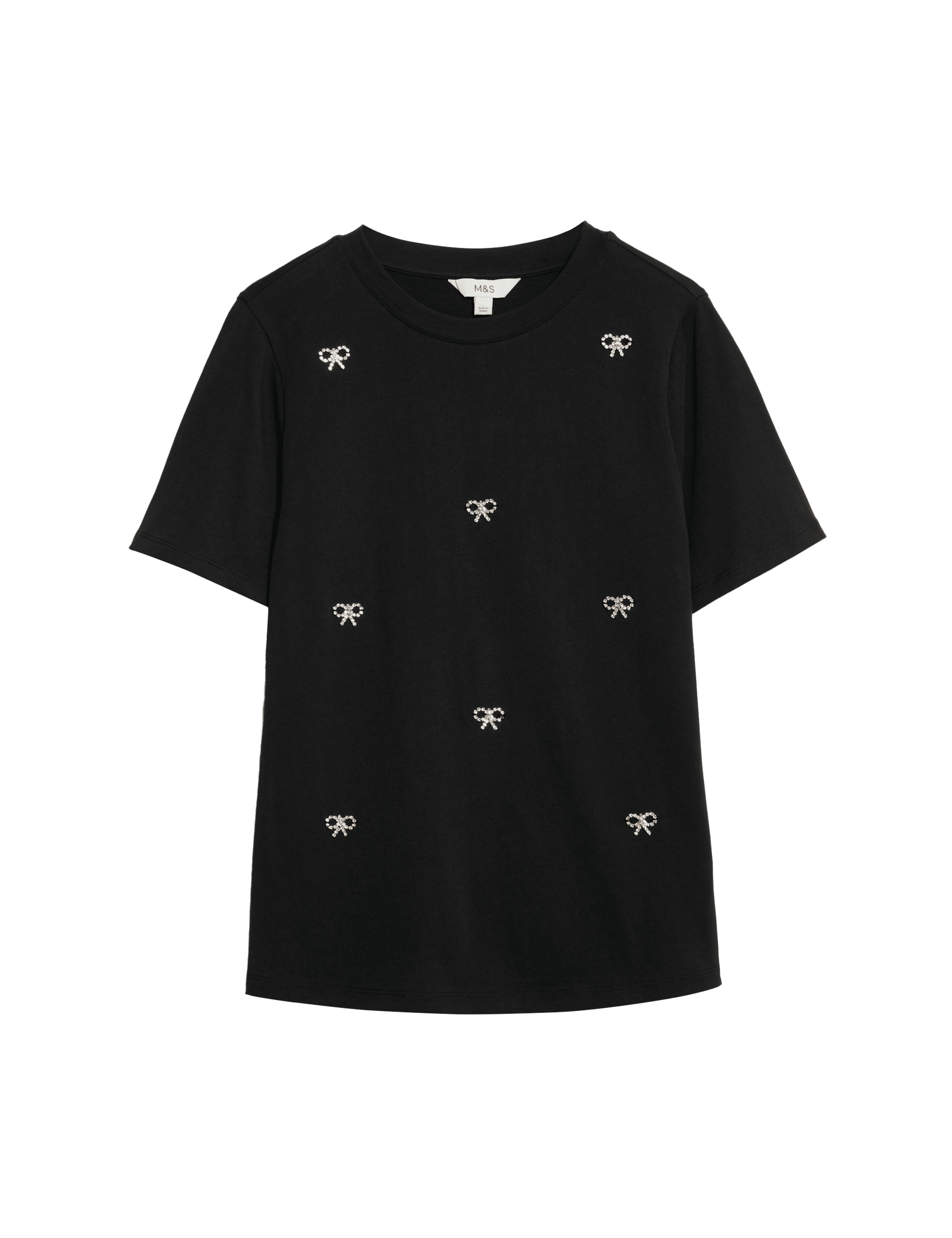 Pure Cotton Bow Detail Embellished Top 2 of 8