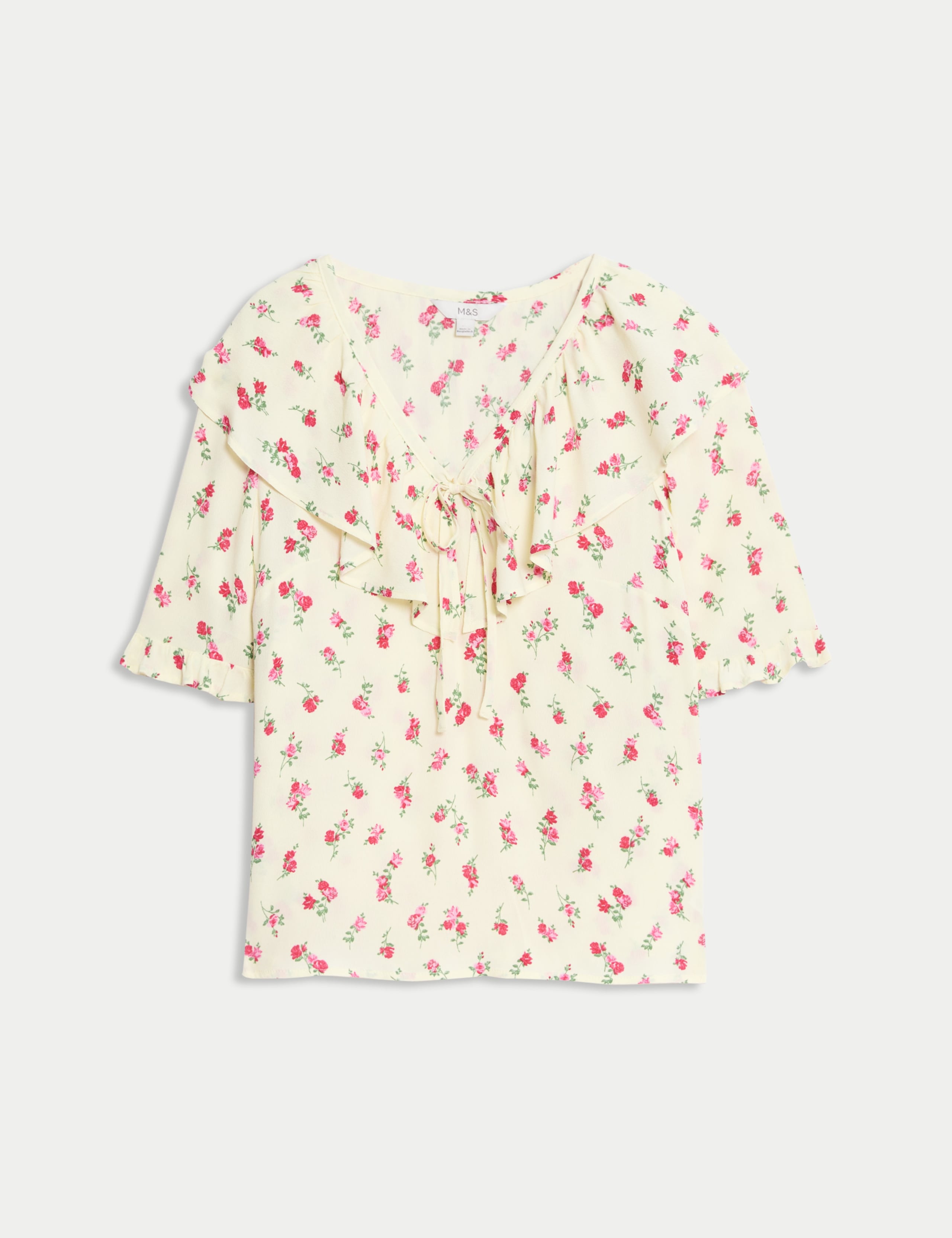 Floral Frill Neck Tie Detail Top 2 of 6