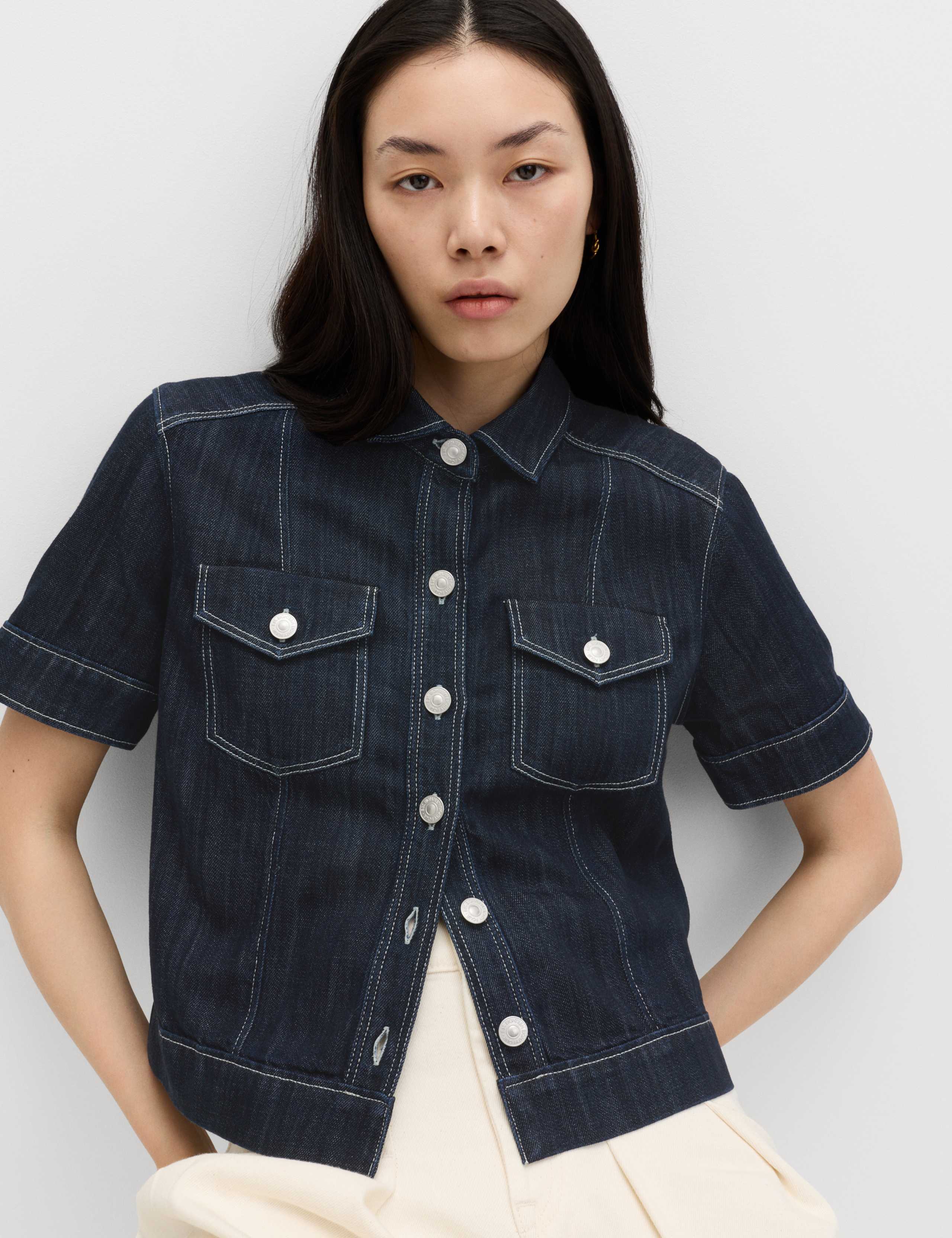 Cotton Rich Denim Utility Short Sleeve Shirt 3 of 6