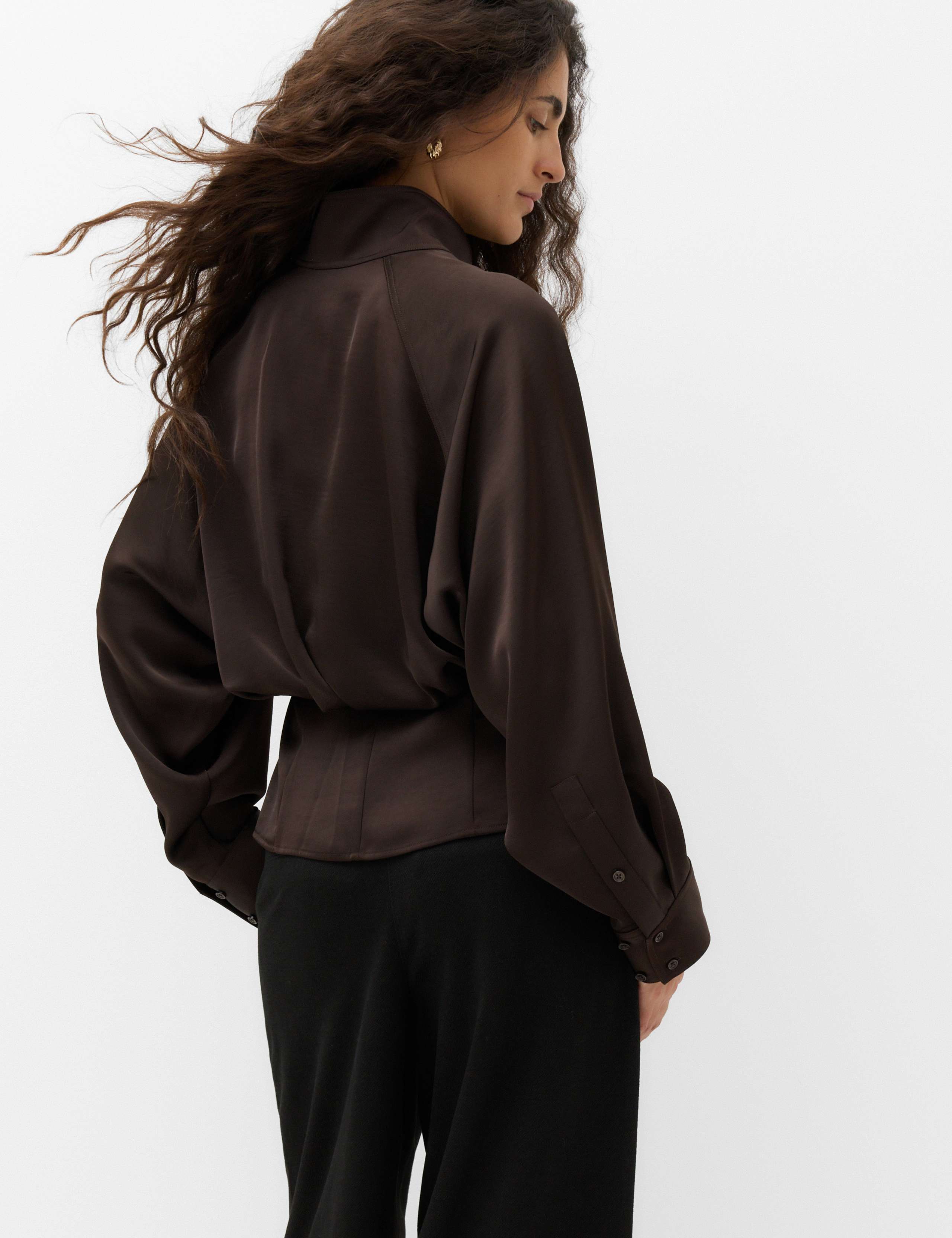 Satin Blouson Back Frill Blouse 5 of 7