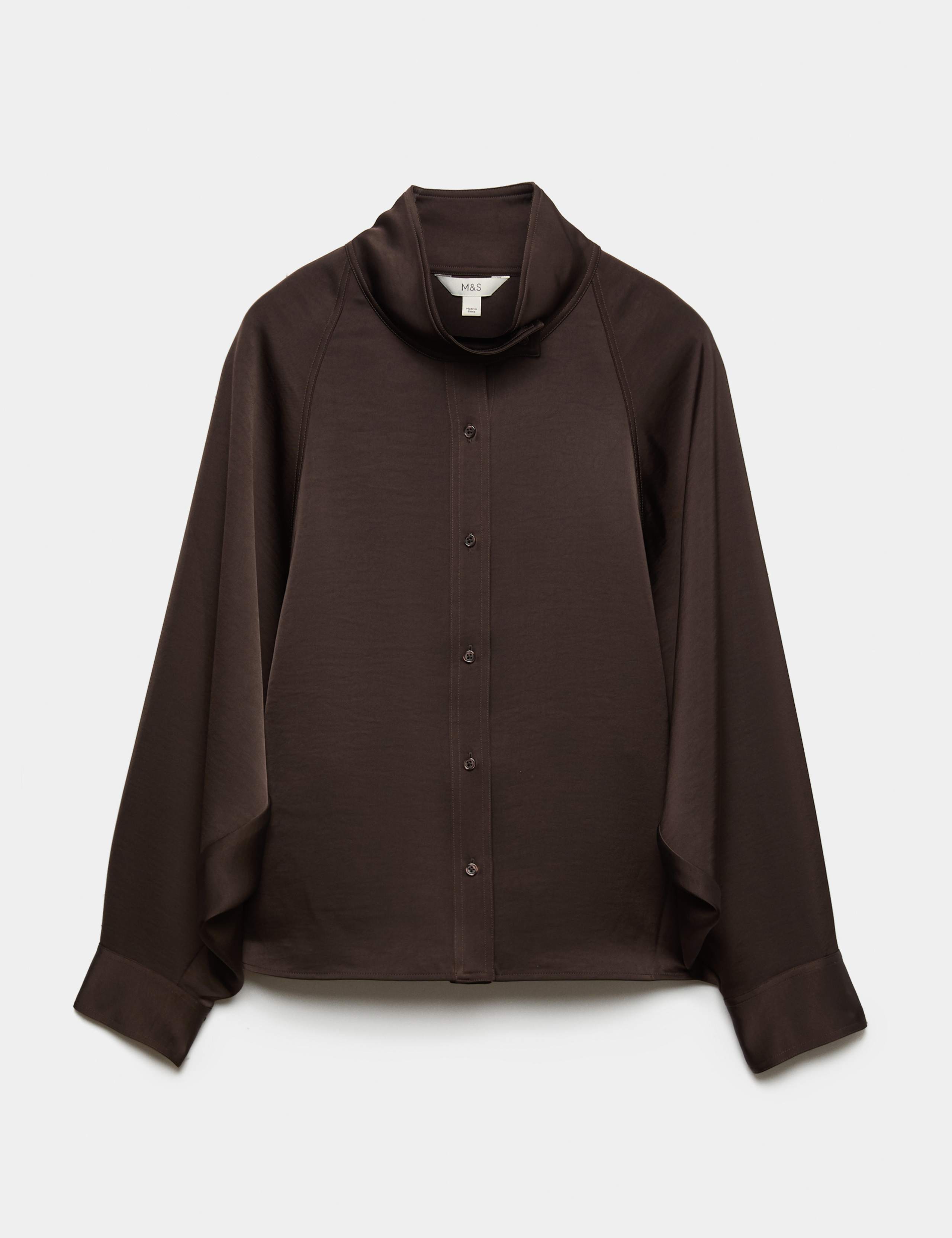 Satin Blouson Back Frill Blouse 2 of 7