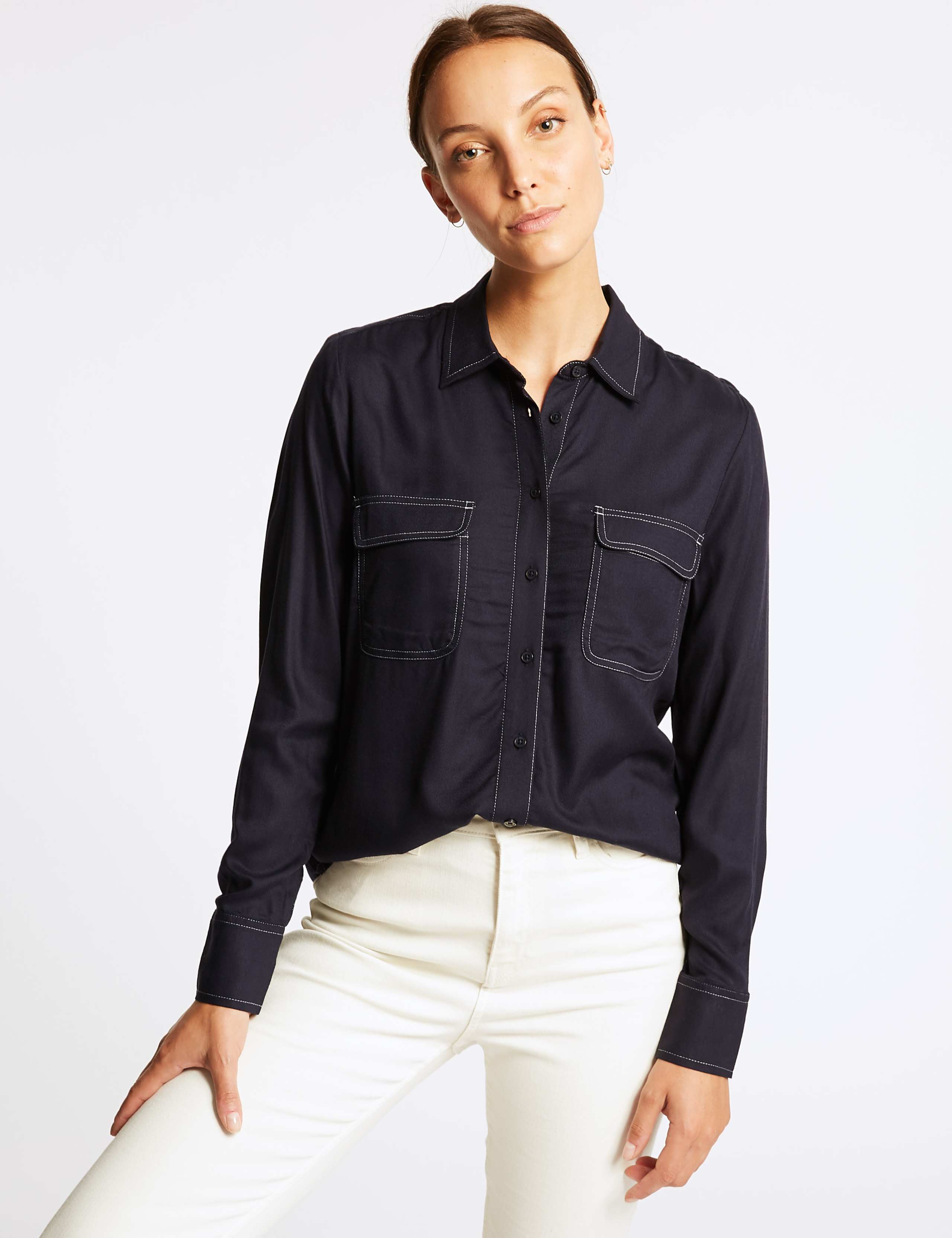 Contrasting Stitch Long Sleeve Shirt 1 of 5