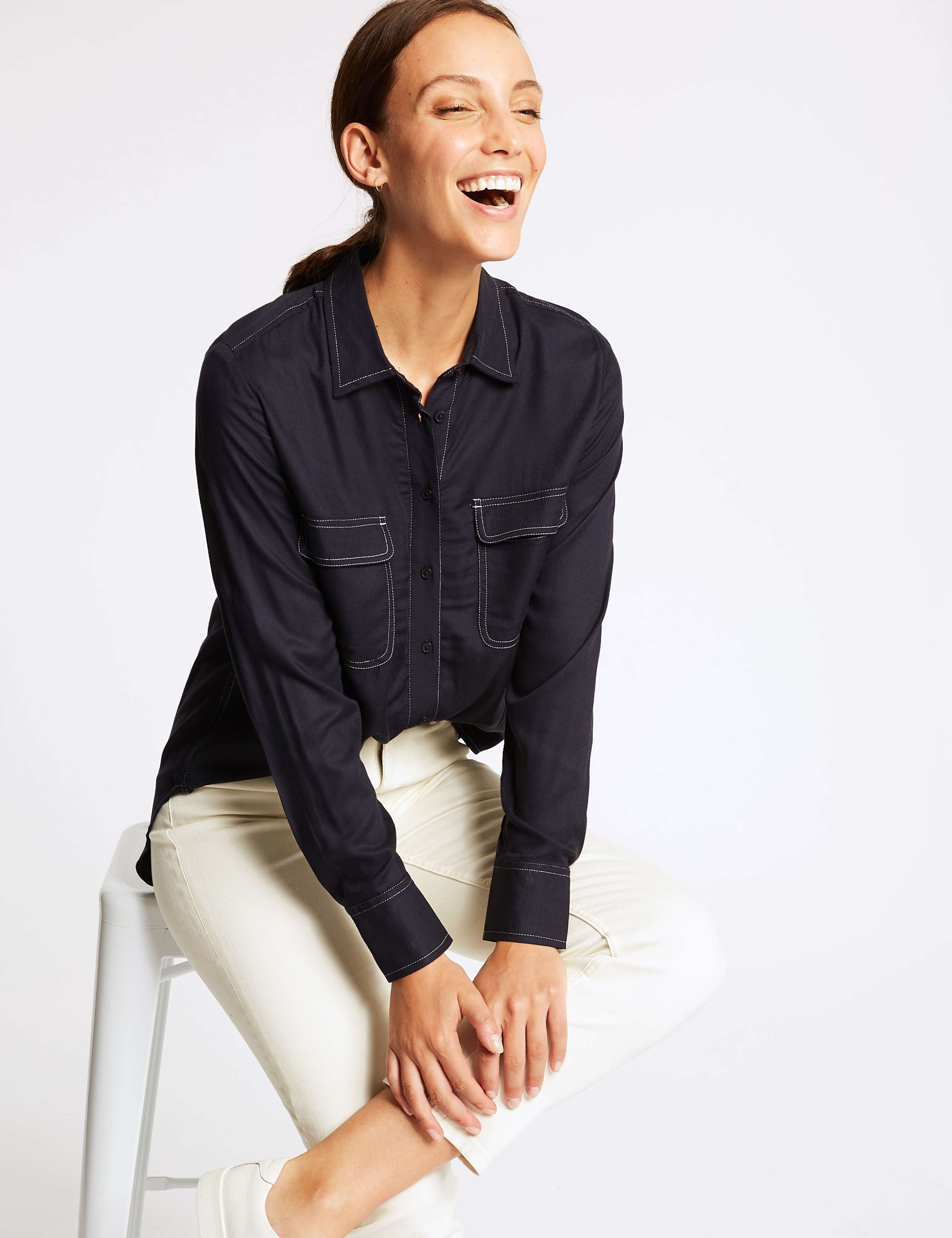 Contrasting Stitch Long Sleeve Shirt 3 of 5