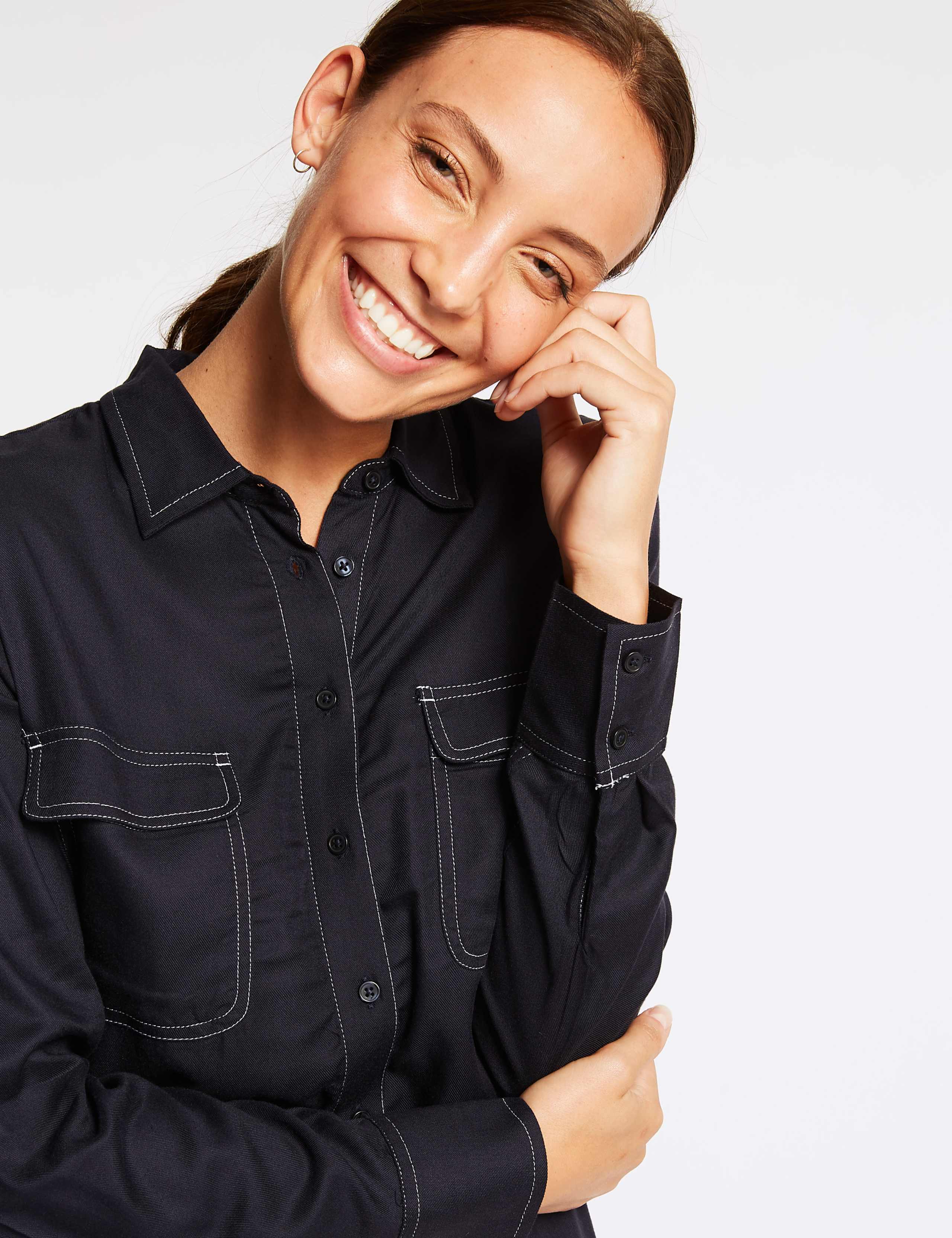 Contrasting Stitch Long Sleeve Shirt 5 of 5