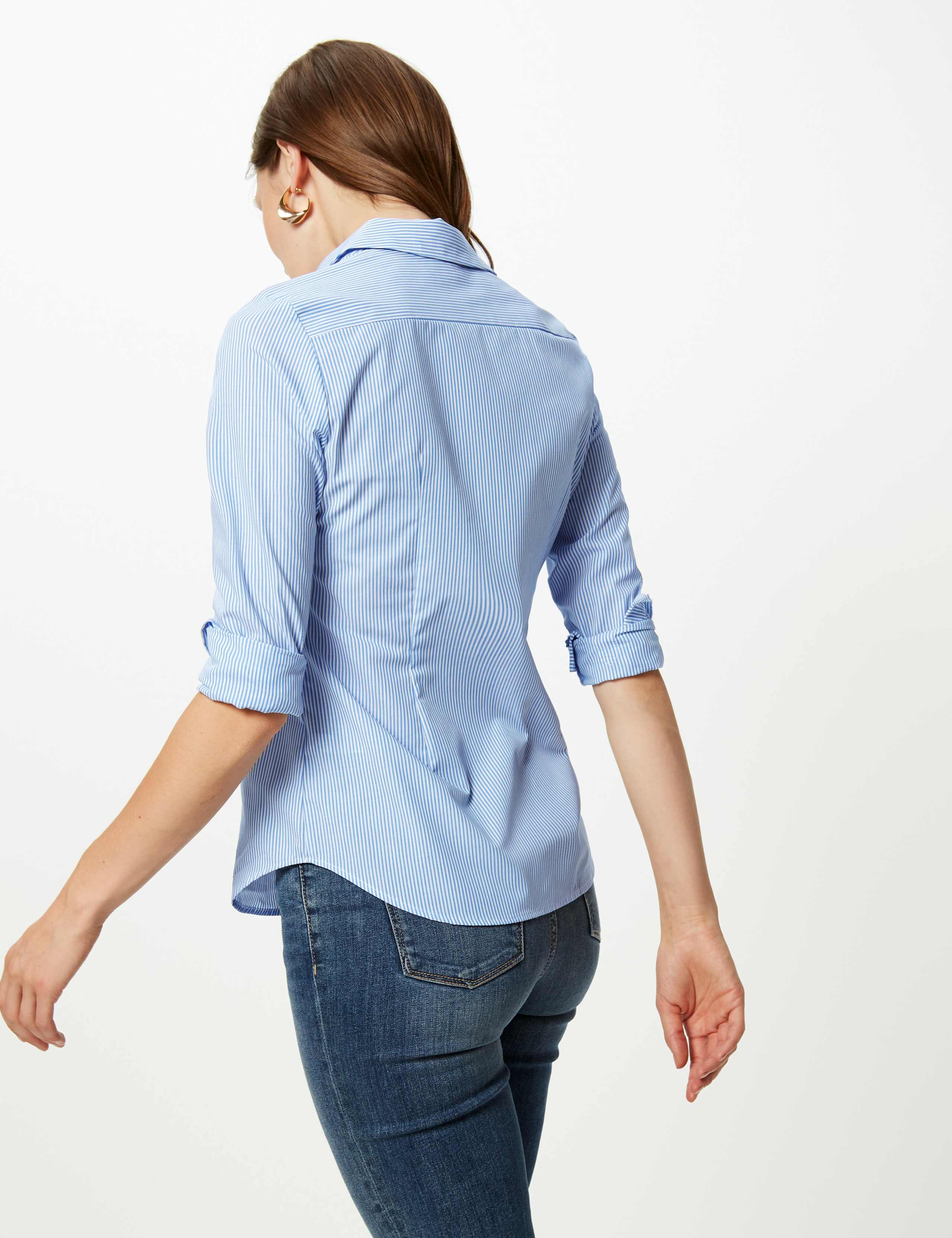 Cotton Rich Striped Floral Embroidered Shirt 5 of 5