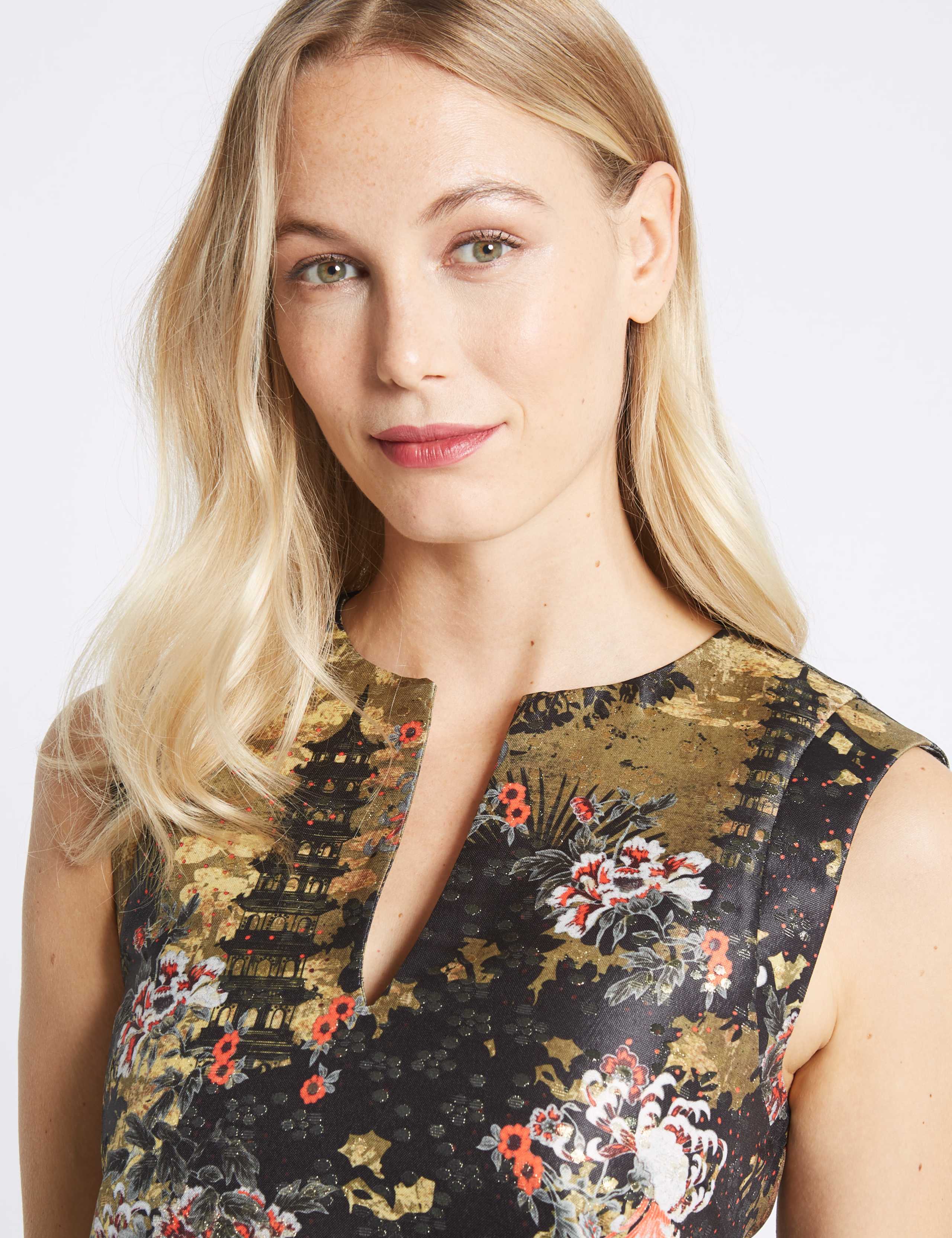 Jacquard Notch Neck Shell Top 5 of 5