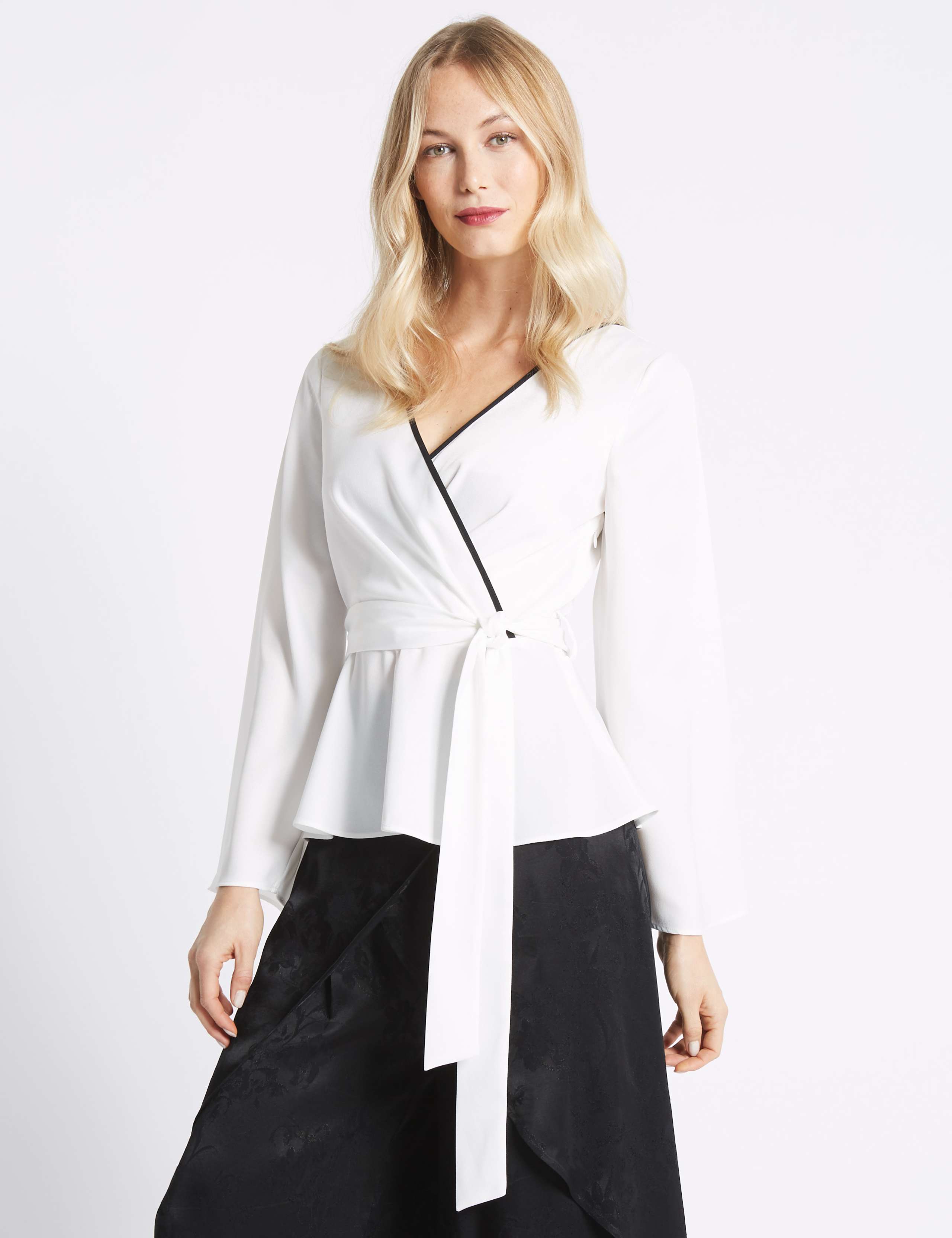 V-Neck Long Sleeve Kimono Top 1 of 5