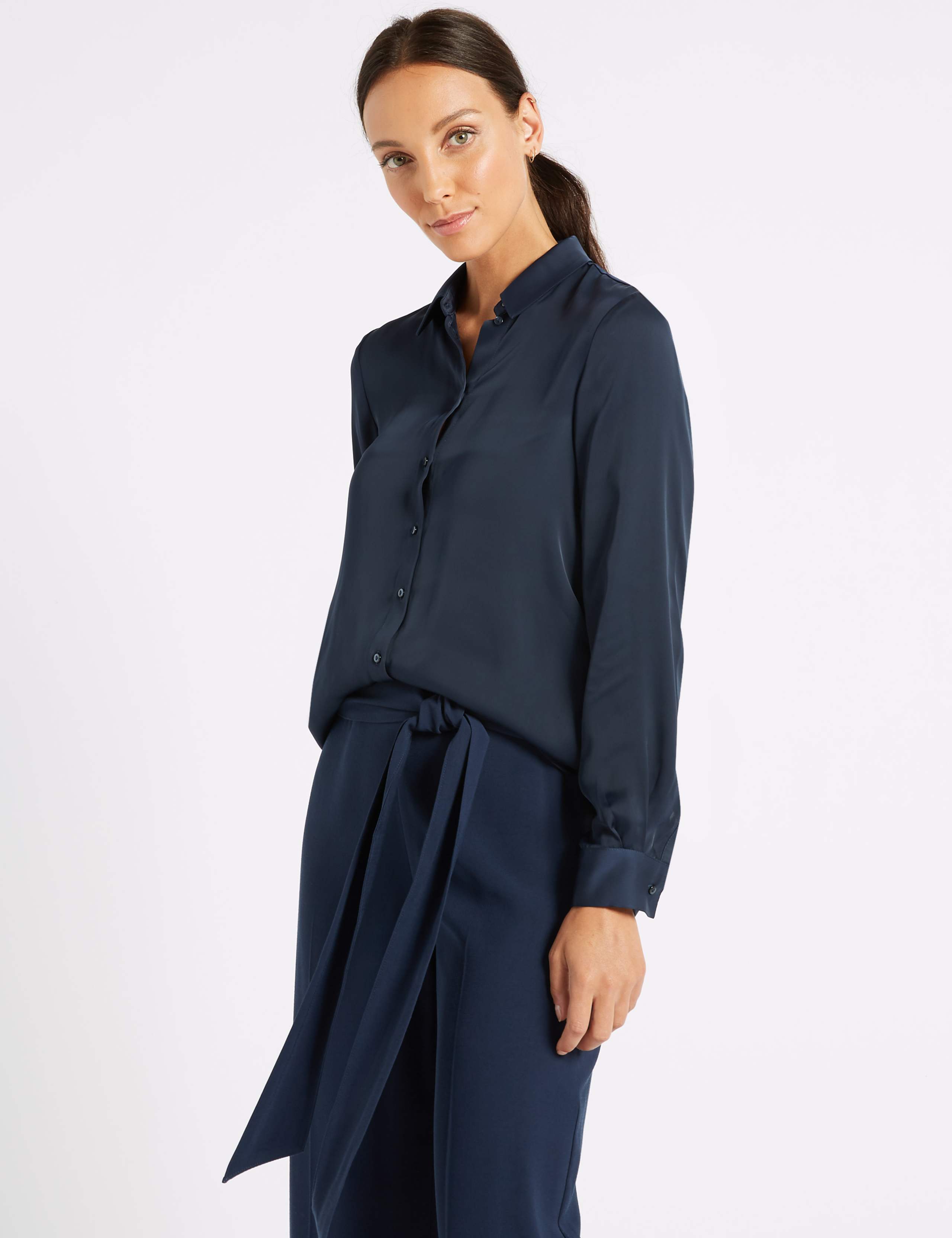 Satin Long Sleeve Shirt 1 of 5