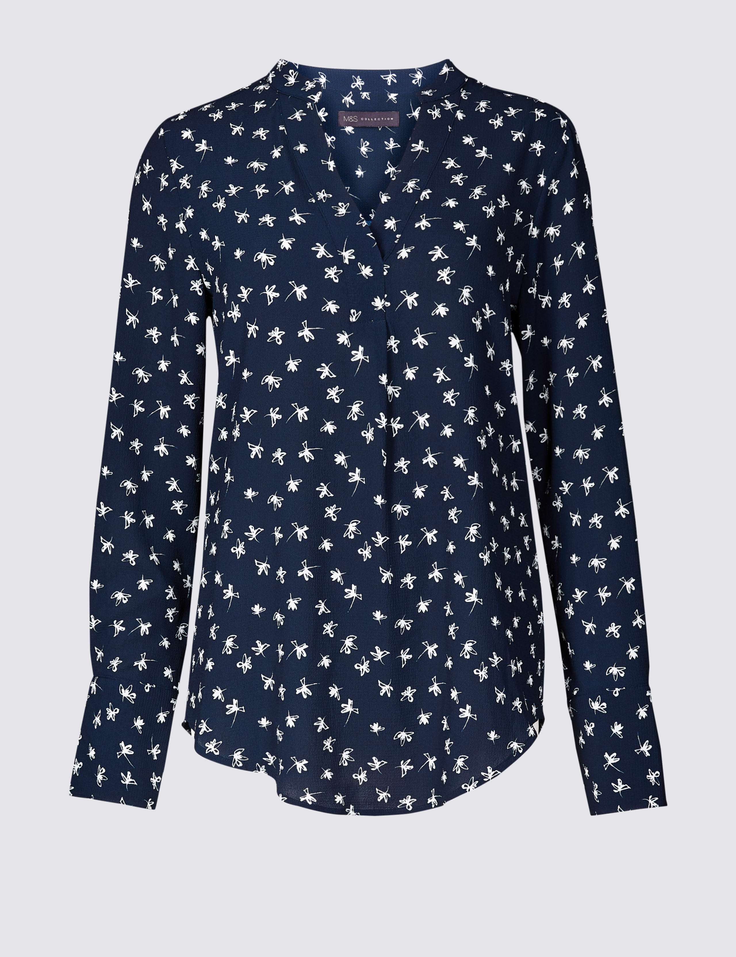 Notch Neck Long Sleeve Blouse 2 of 4