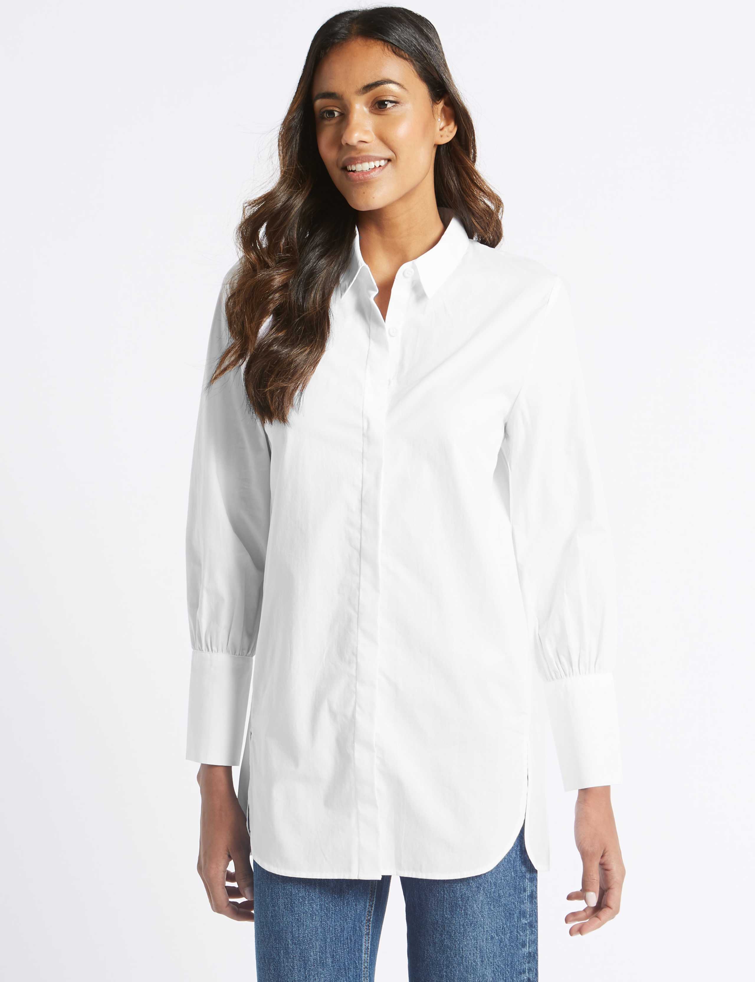 Pure Cotton Longline Long Sleeve Shirt 1 of 4