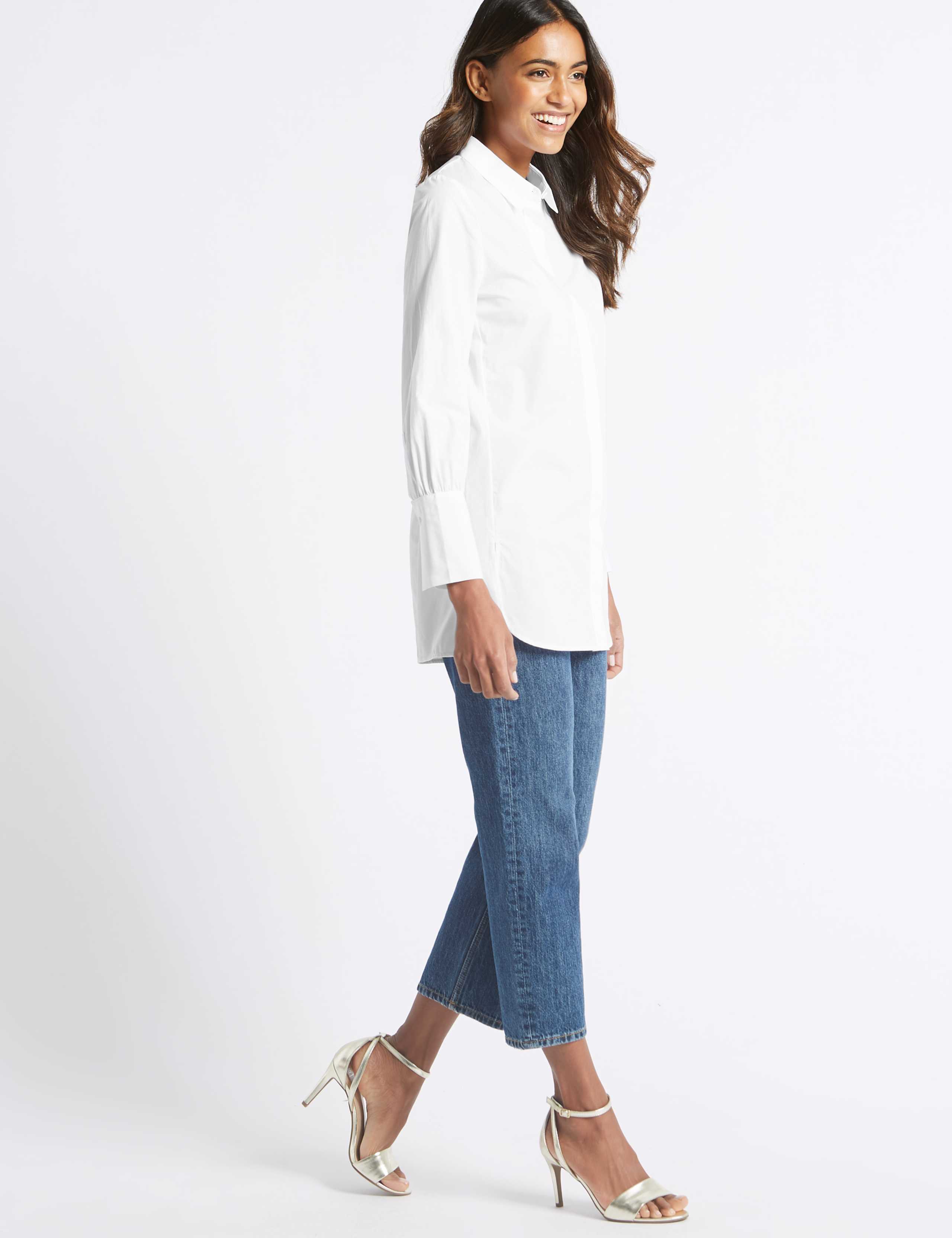 Pure Cotton Longline Long Sleeve Shirt 2 of 4