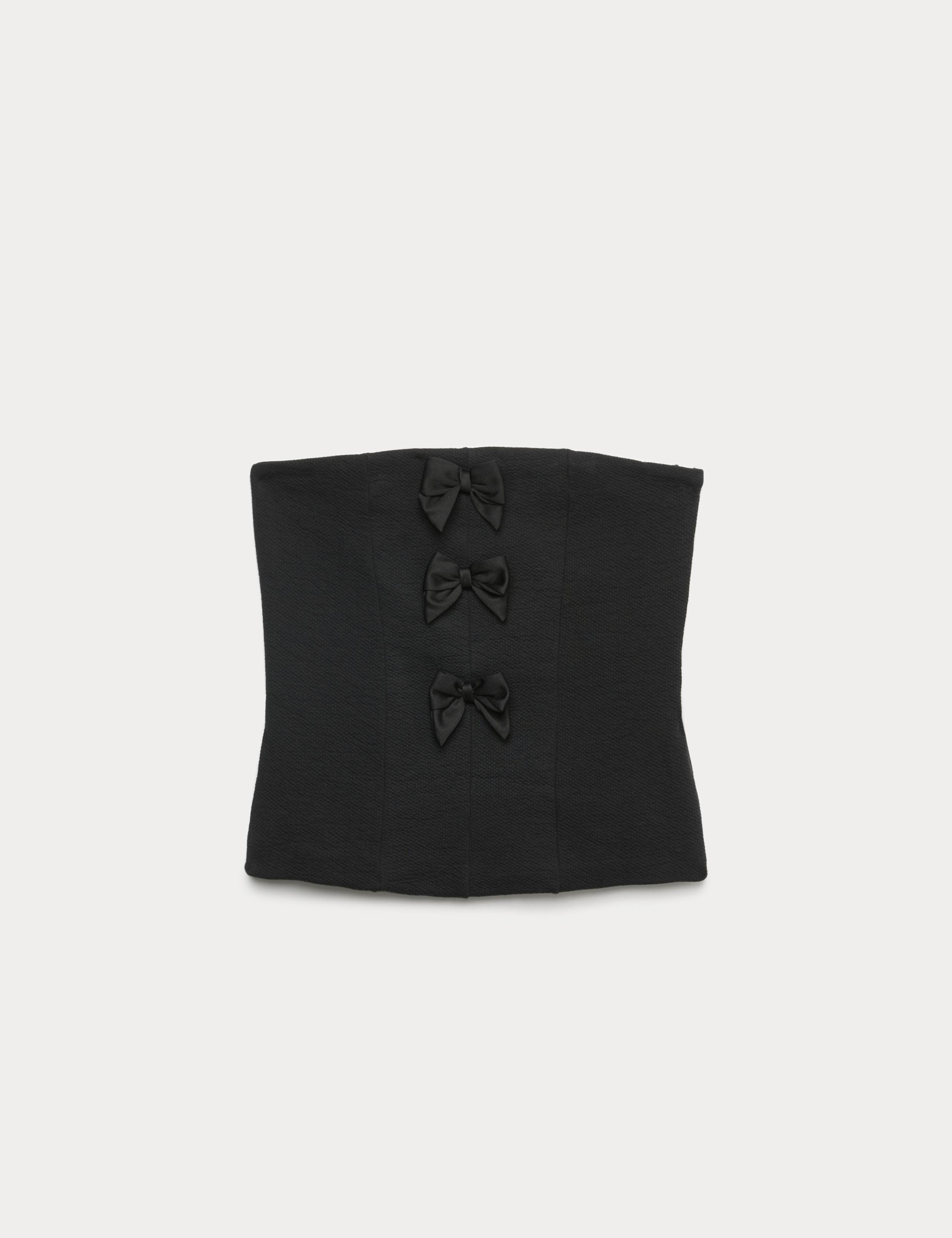 Cotton Rich Bow Detail Fitted Bandeau Top 2 of 5