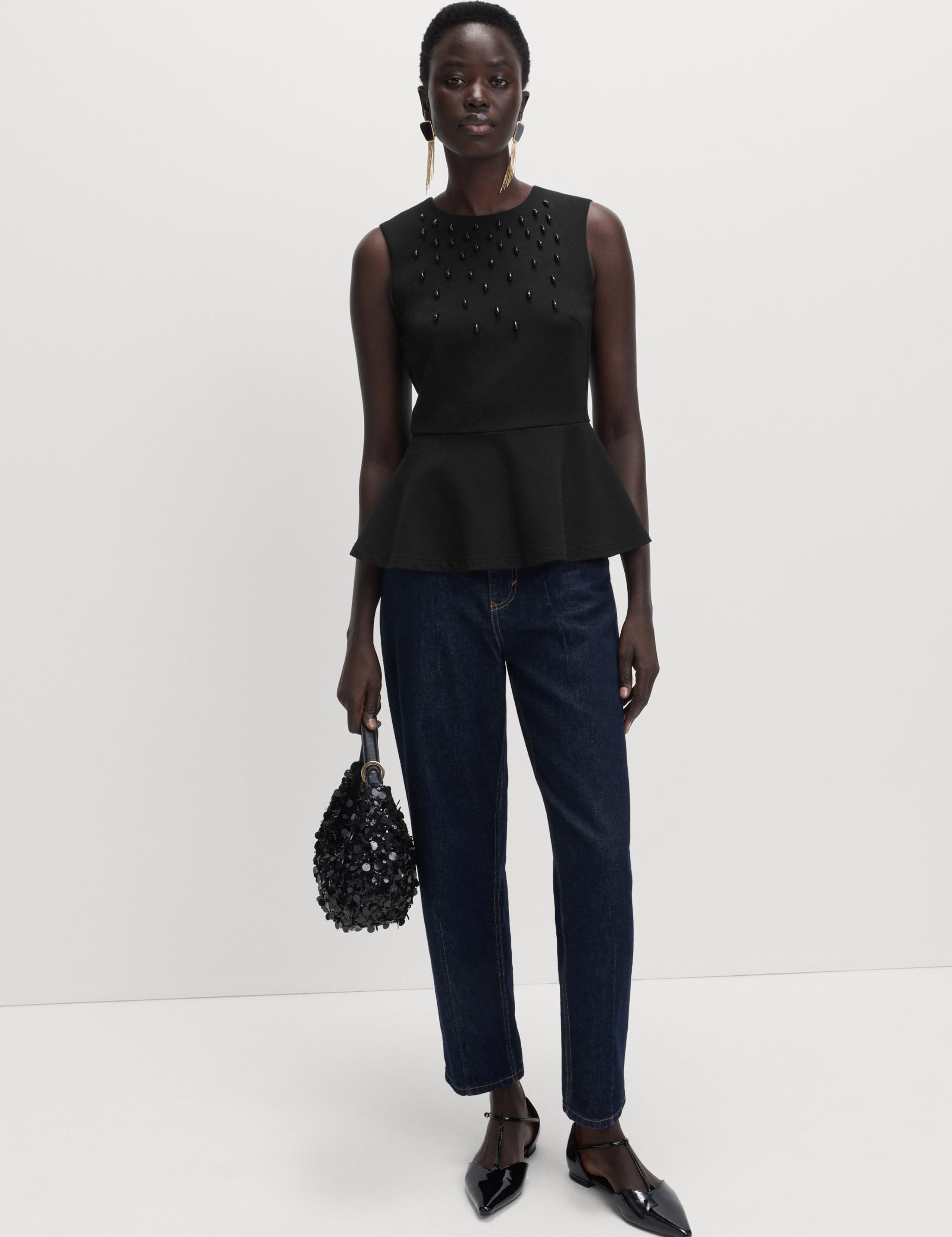 Embellished Fitted Peplum Top 3 of 5