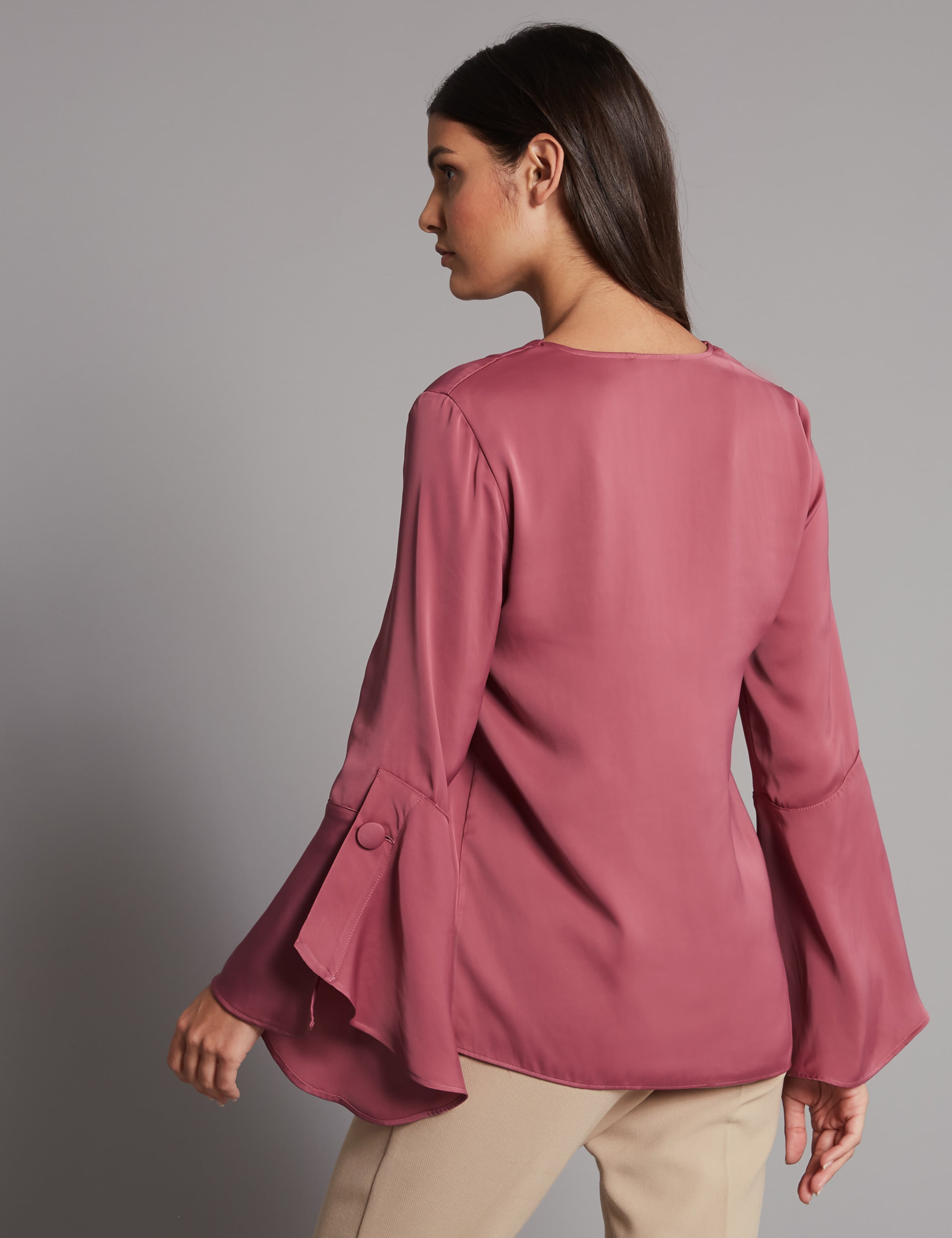 Flute Sleeve V-Neck Blouse 4 of 4