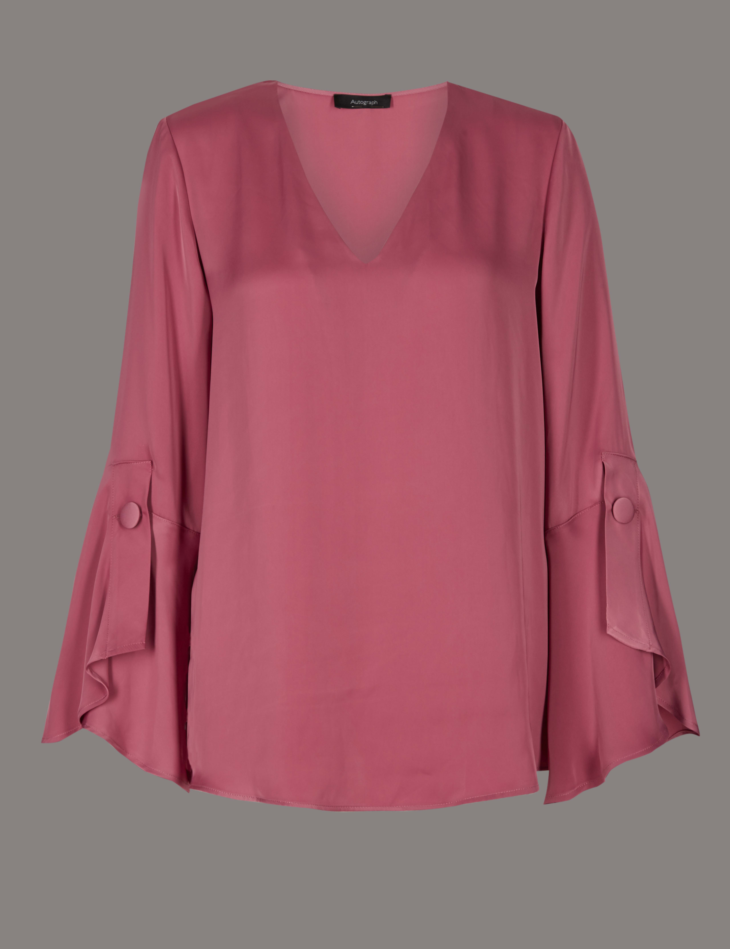 Flute Sleeve V-Neck Blouse 2 of 4