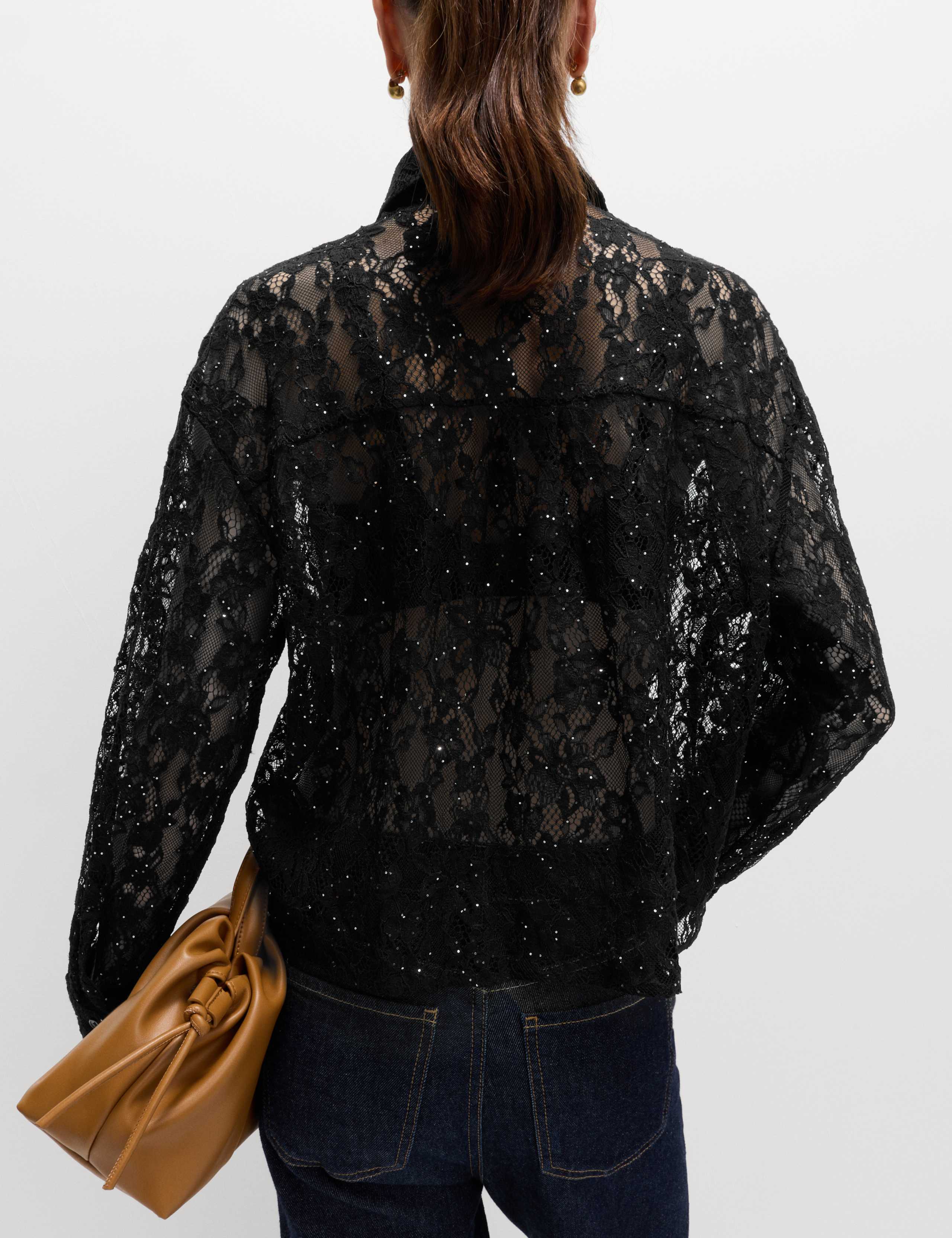 Lace Embellished Detail Collared Shirt 3 of 5