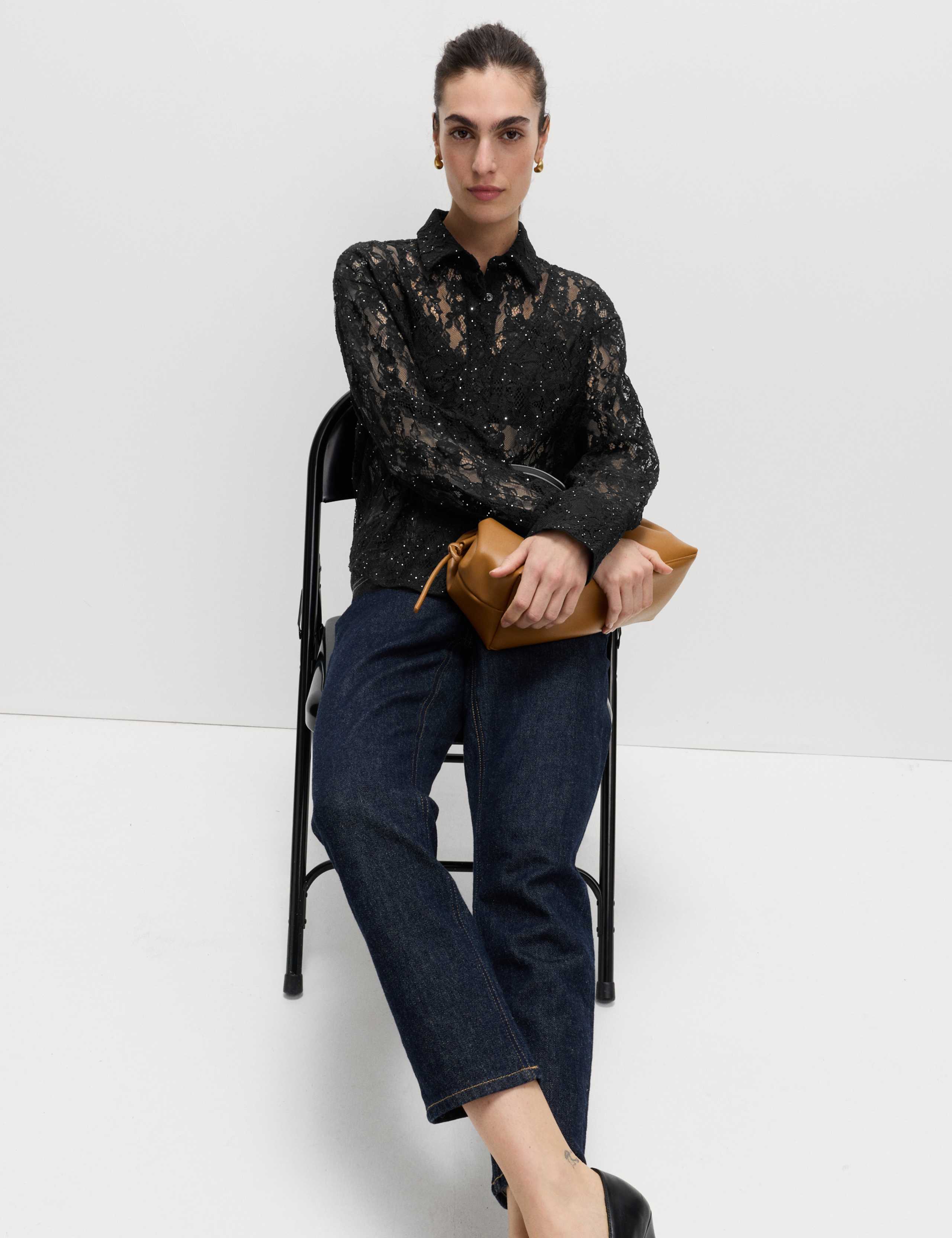Lace Embellished Detail Collared Shirt 5 of 5