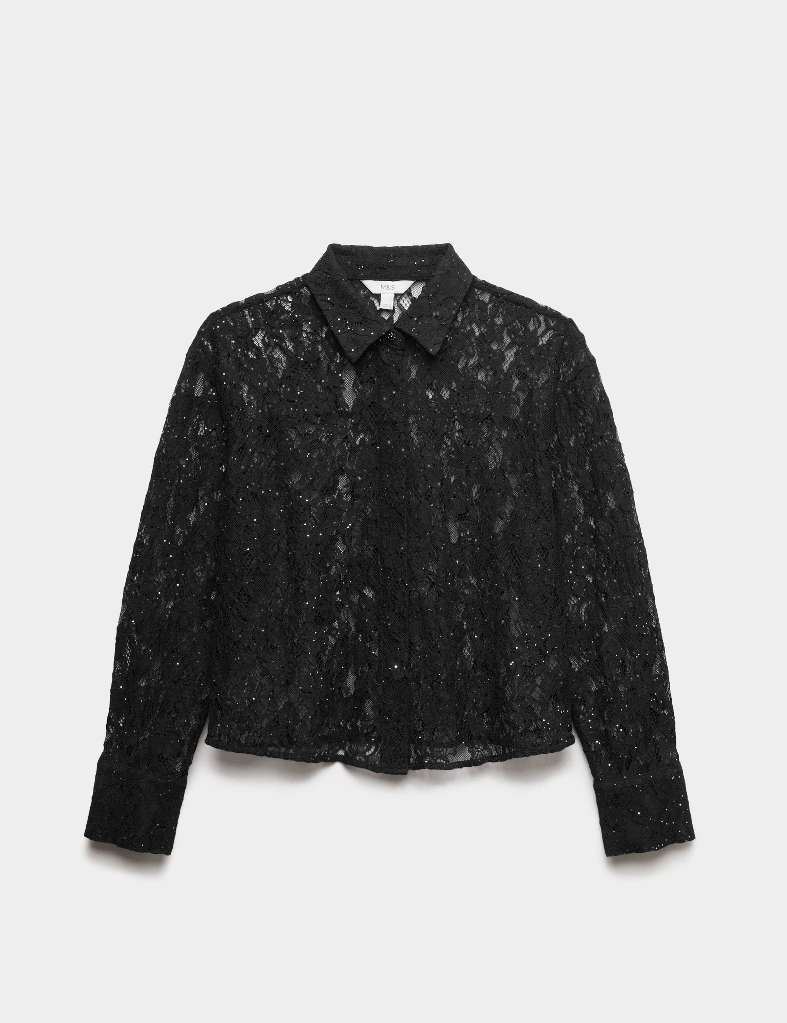 Lace Embellished Detail Collared Shirt 2 of 5