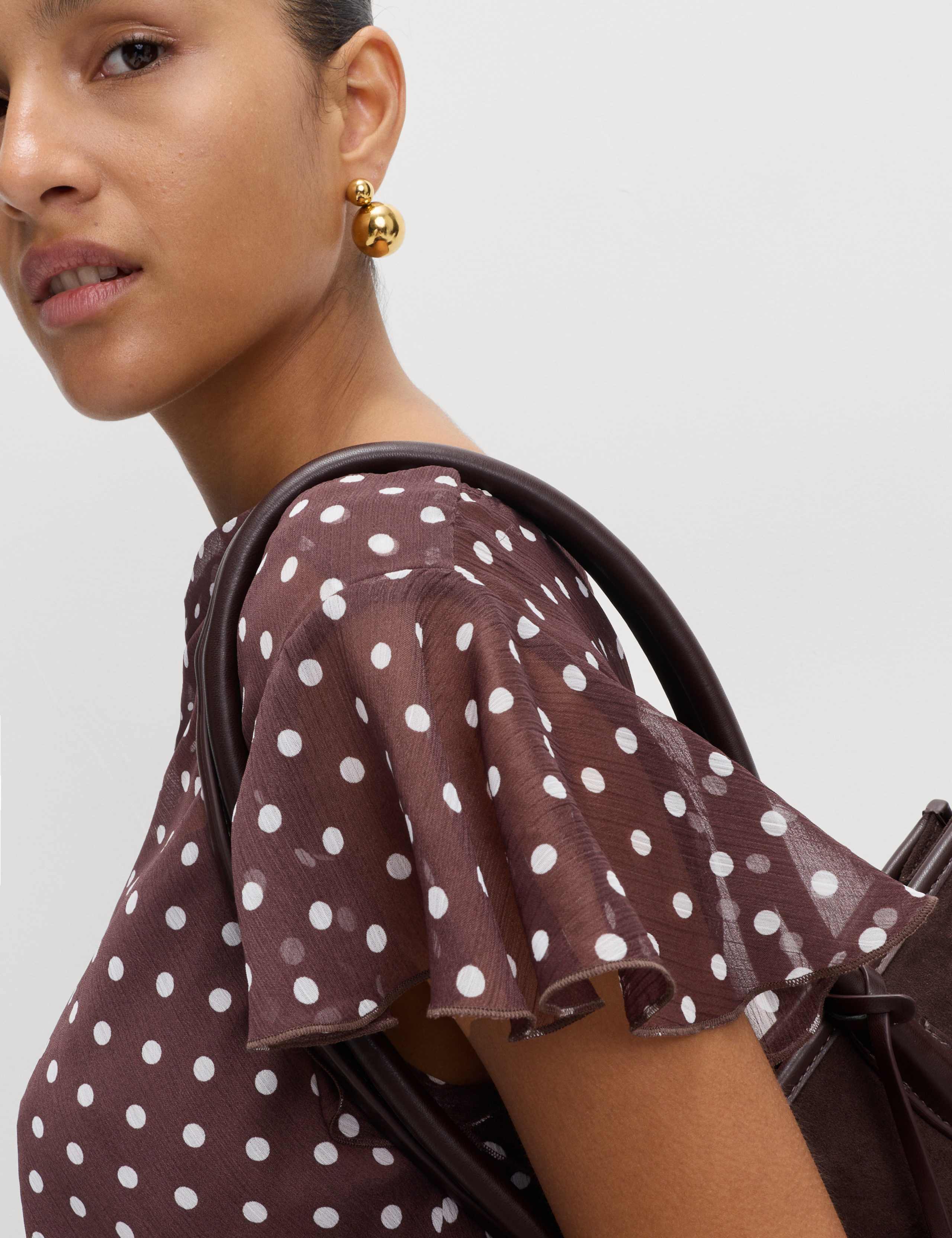 Polka Dot Cowl Neck Frill Sleeve Top 6 of 6