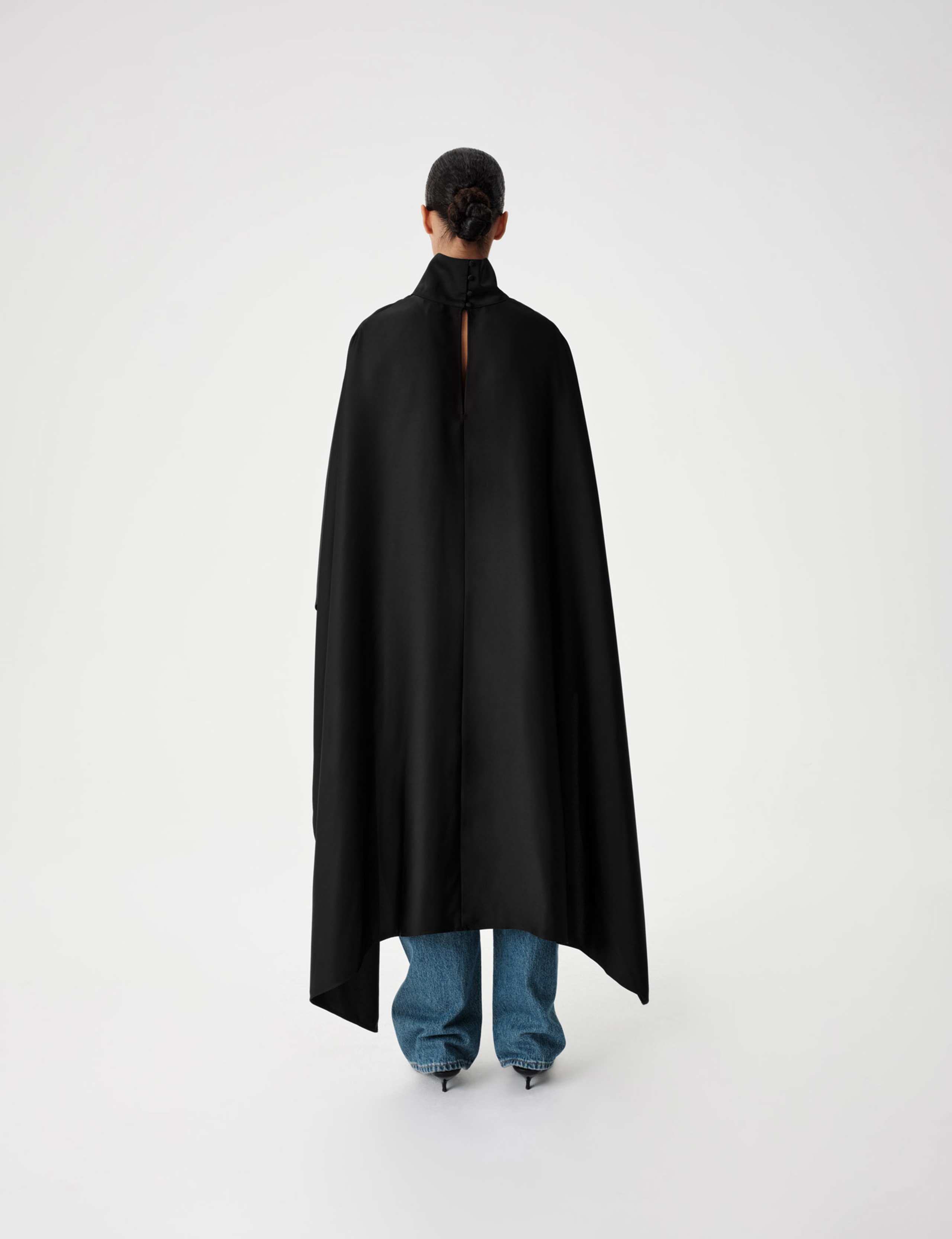 Satin Funnel Neck Longline Cape 6 of 7