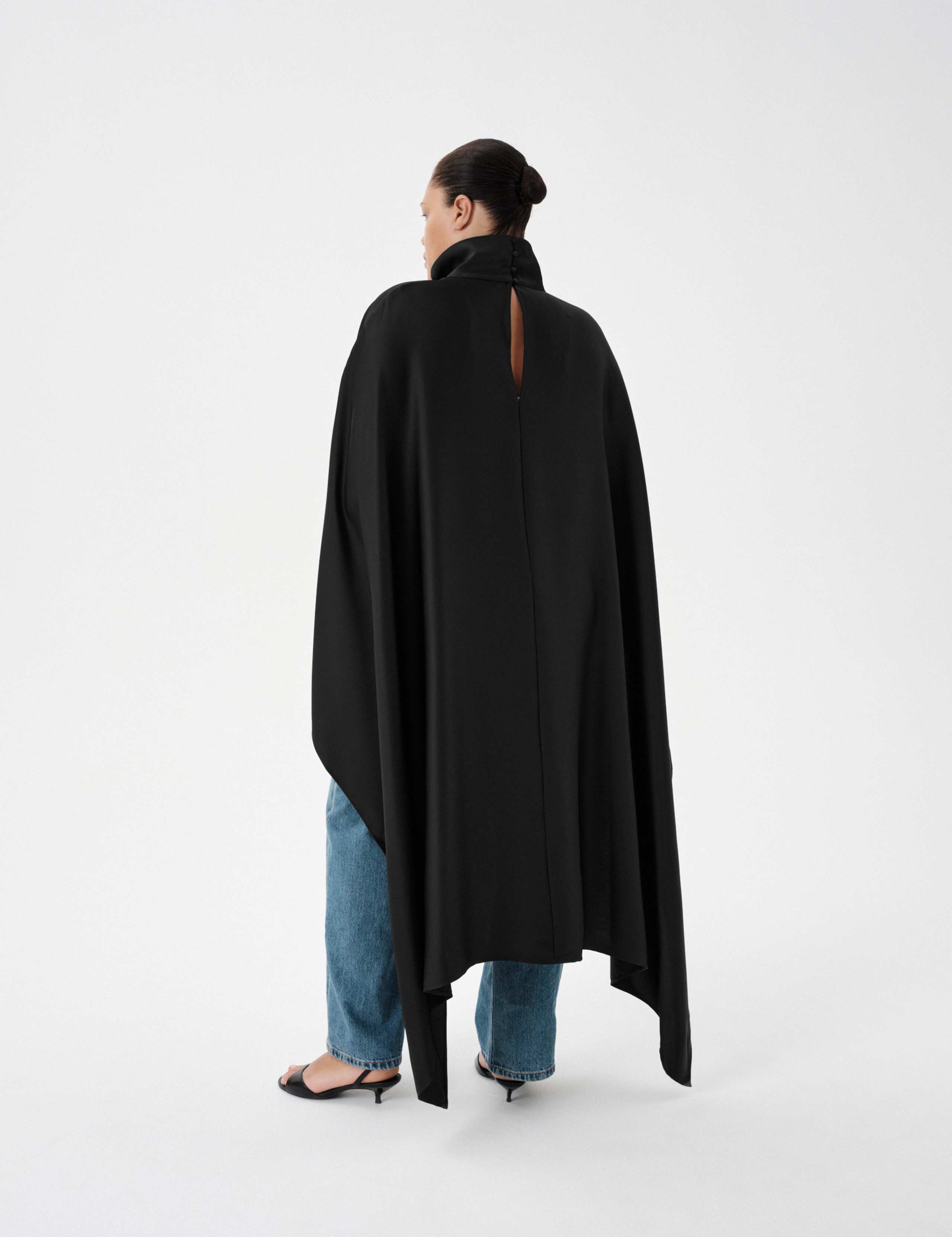 Satin Funnel Neck Longline Cape Top 7 of 7