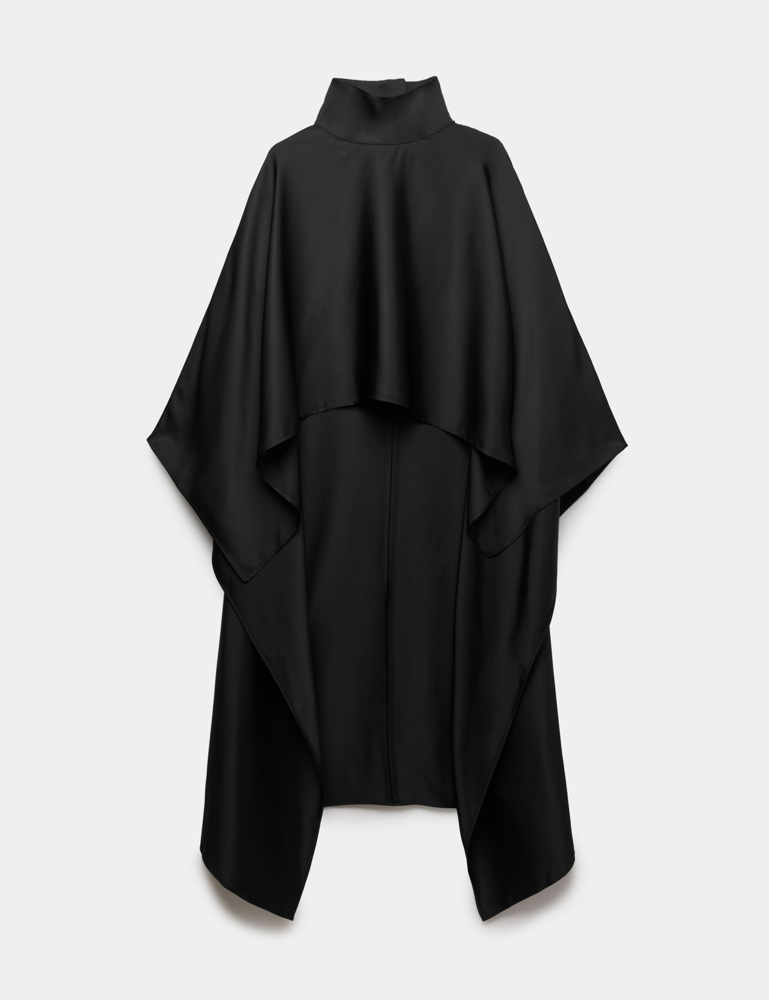 Satin Funnel Neck Longline Cape Top 2 of 7