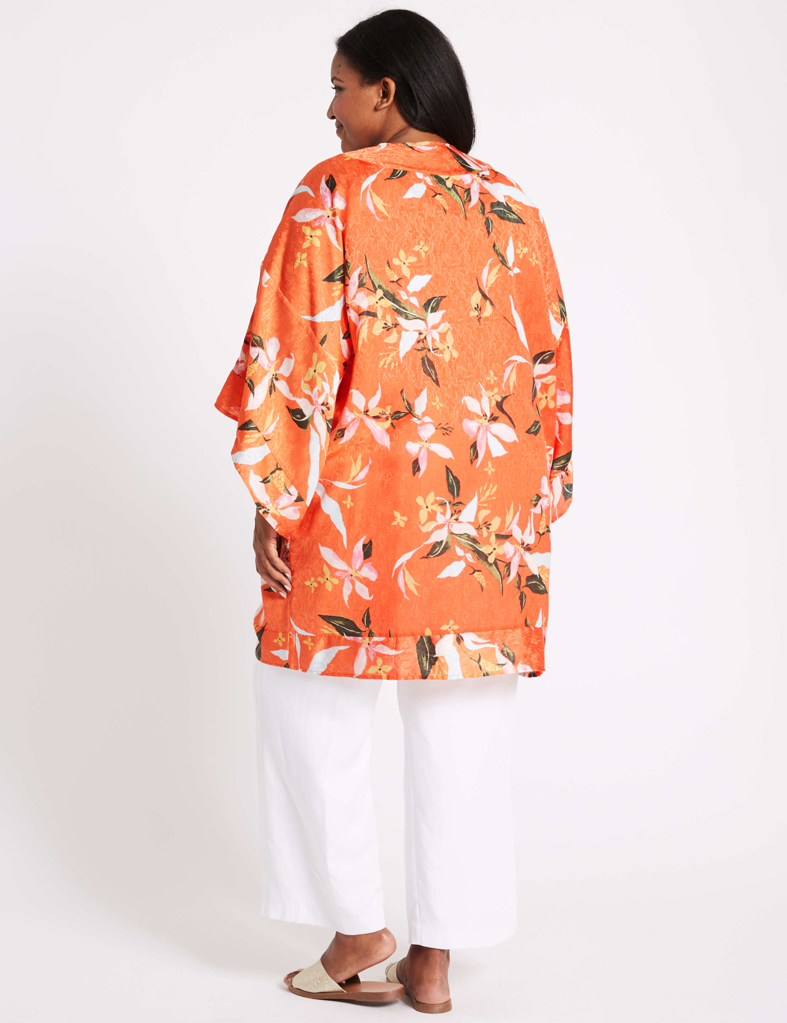 CURVE Floral Print 3/4 Sleeve Kimono Top 4 of 4