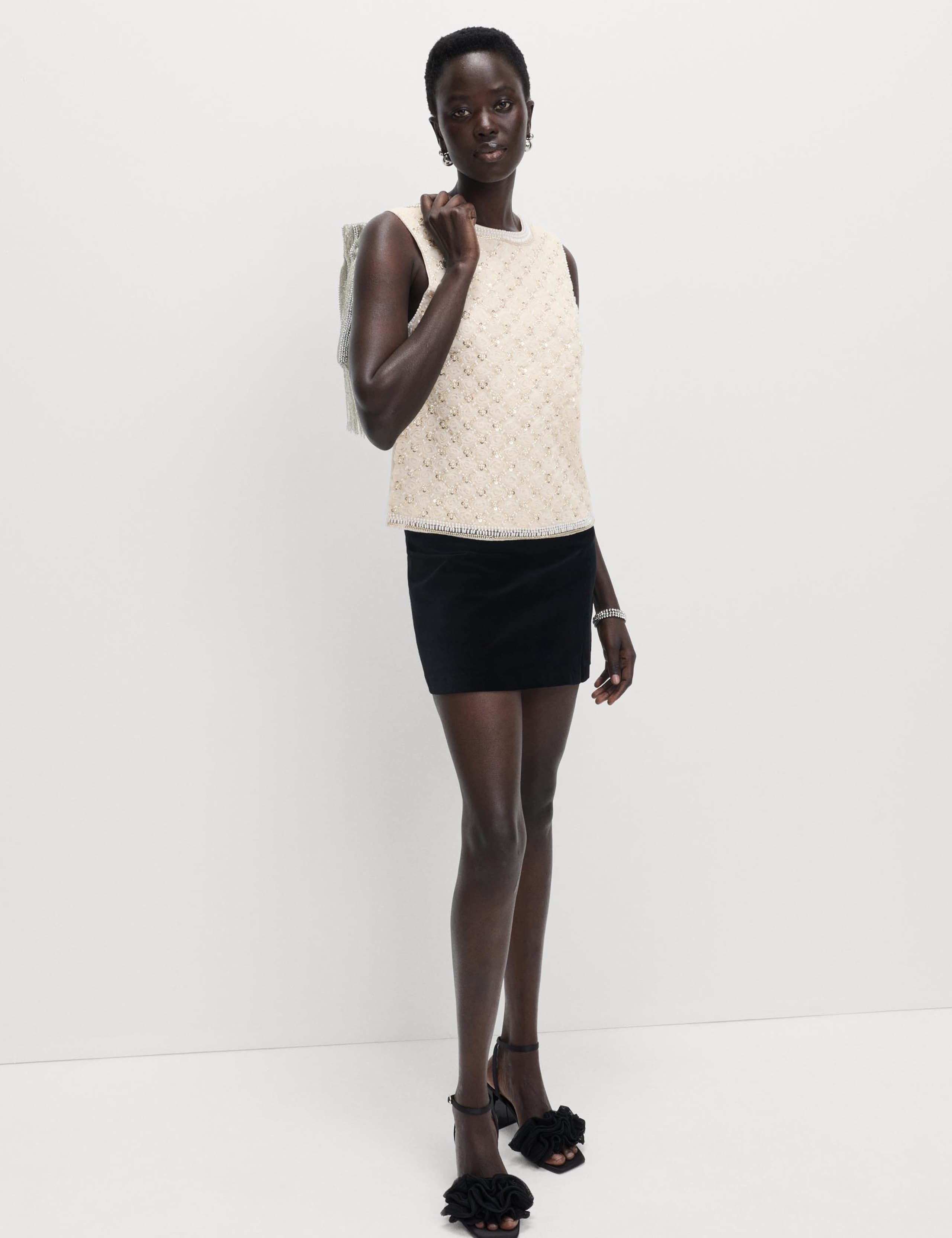 Beaded Embellished Shell Top 3 of 6