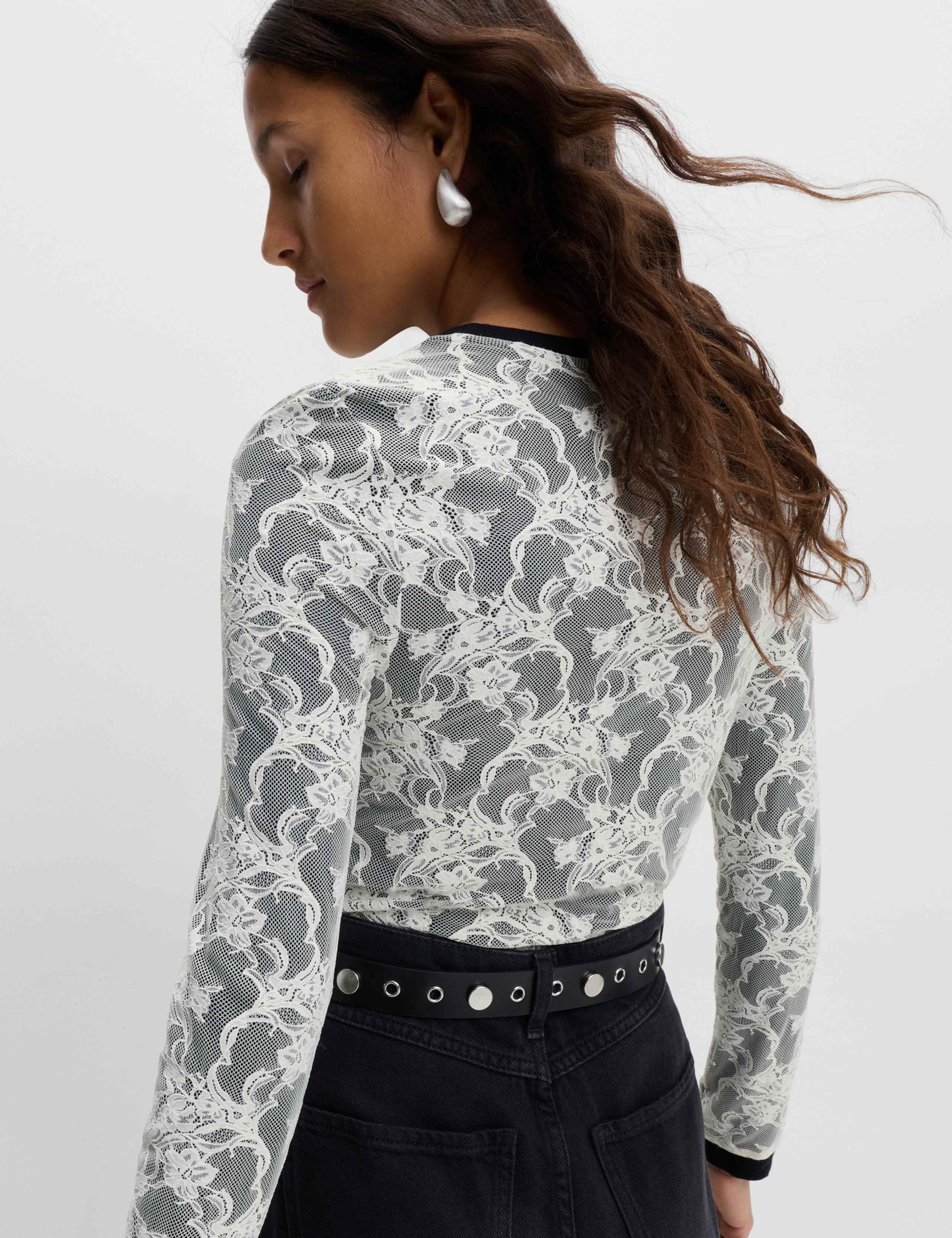 Lace Jersey Long Sleeve Top 1 of 4