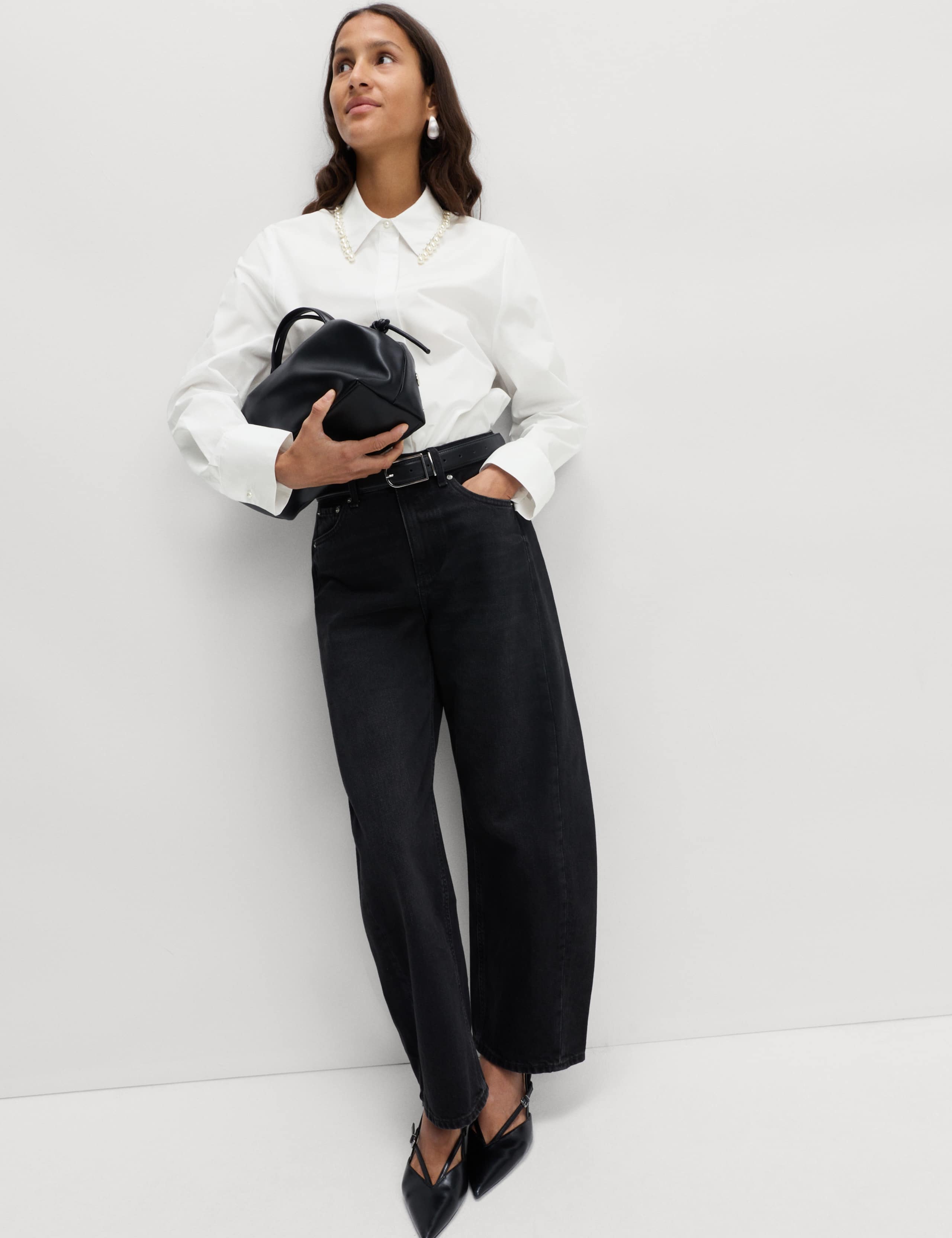 Pure Cotton Beaded Collar Oversized Shirt 5 of 5