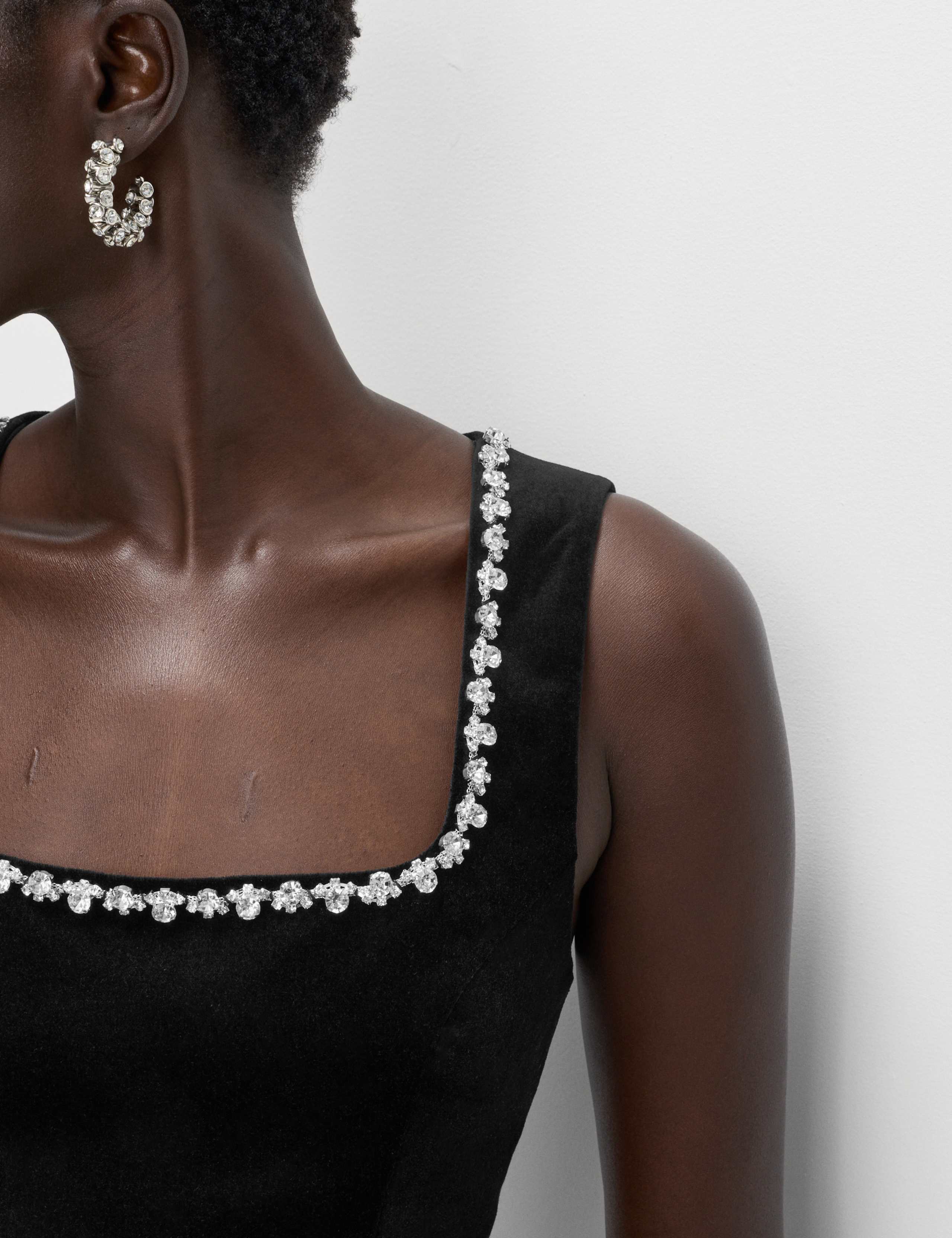 Velvet Embellished Detail Fitted Peplum Top 6 of 6