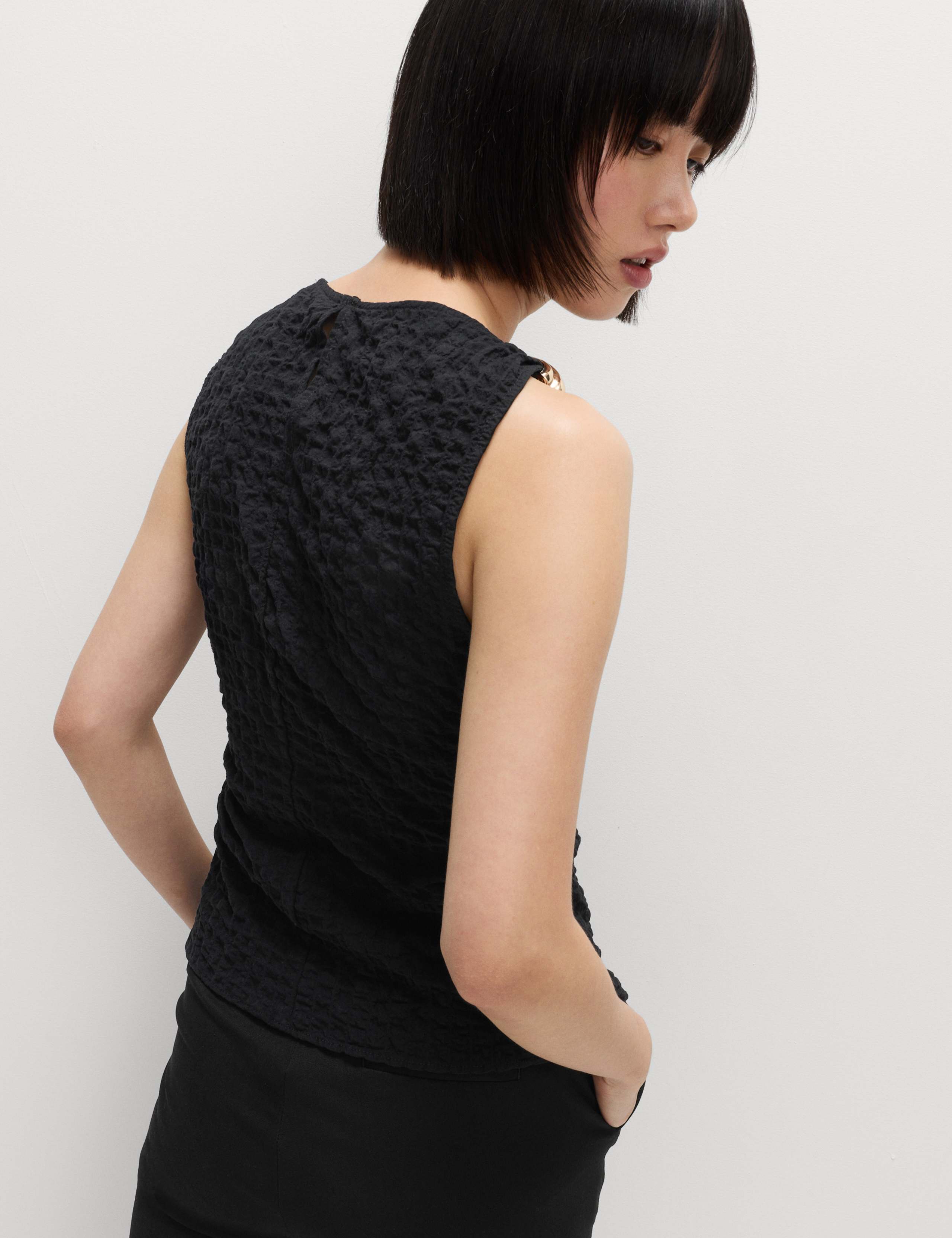 Cotton Rich Textured Hardware Detail Tank Top 4 of 6