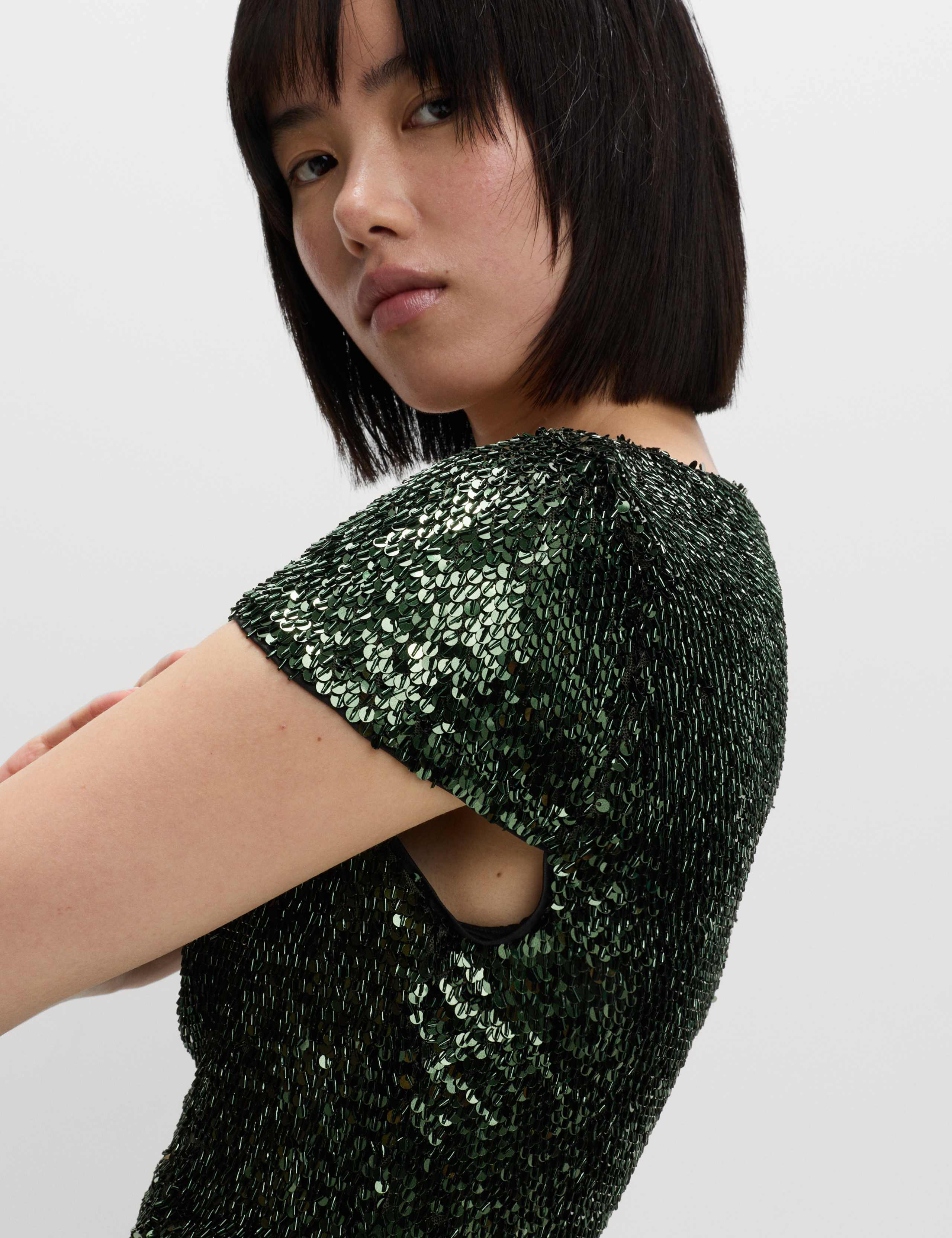 Sequin Peplum Fitted Top 4 of 6