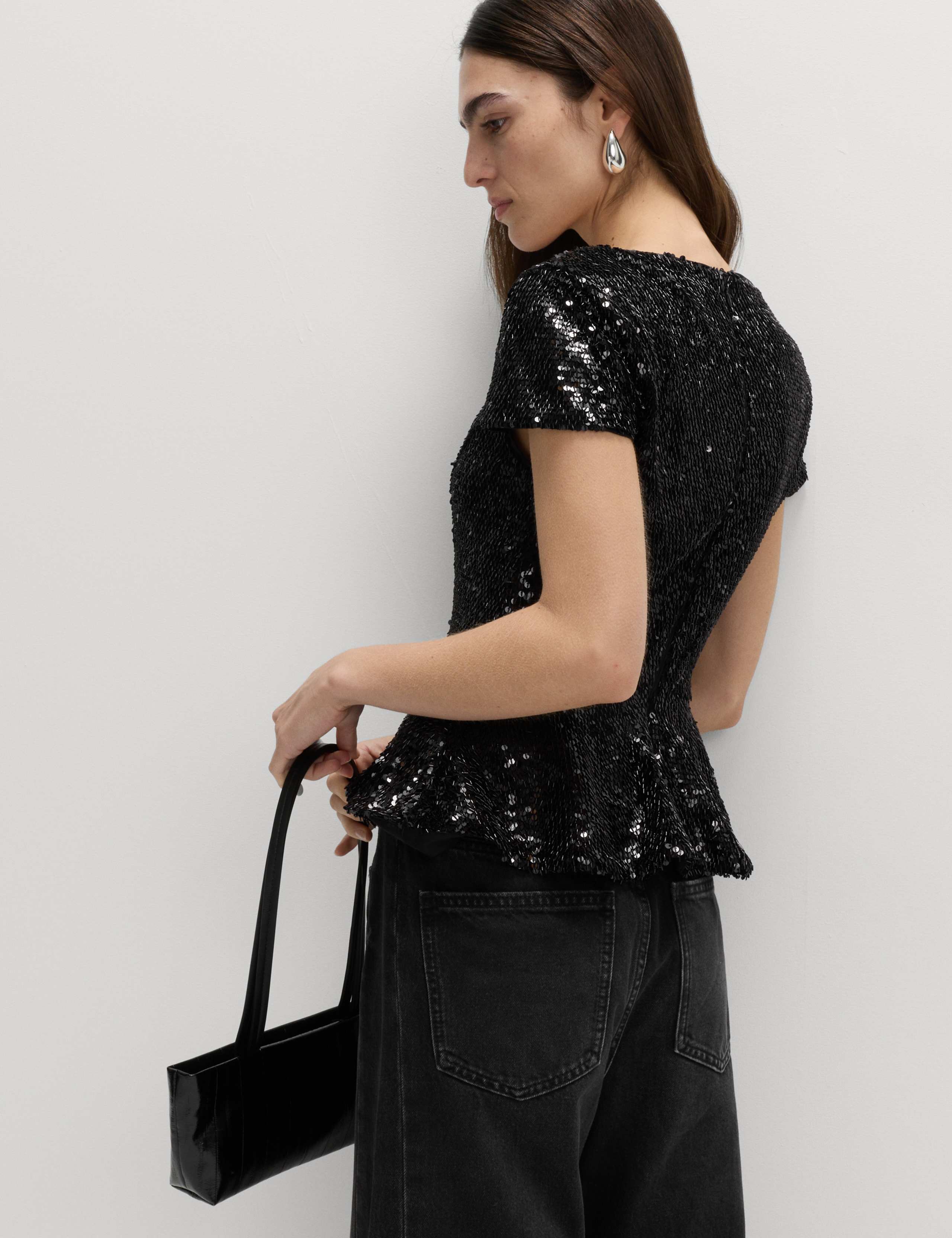 Sequin Peplum Fitted Top 5 of 6