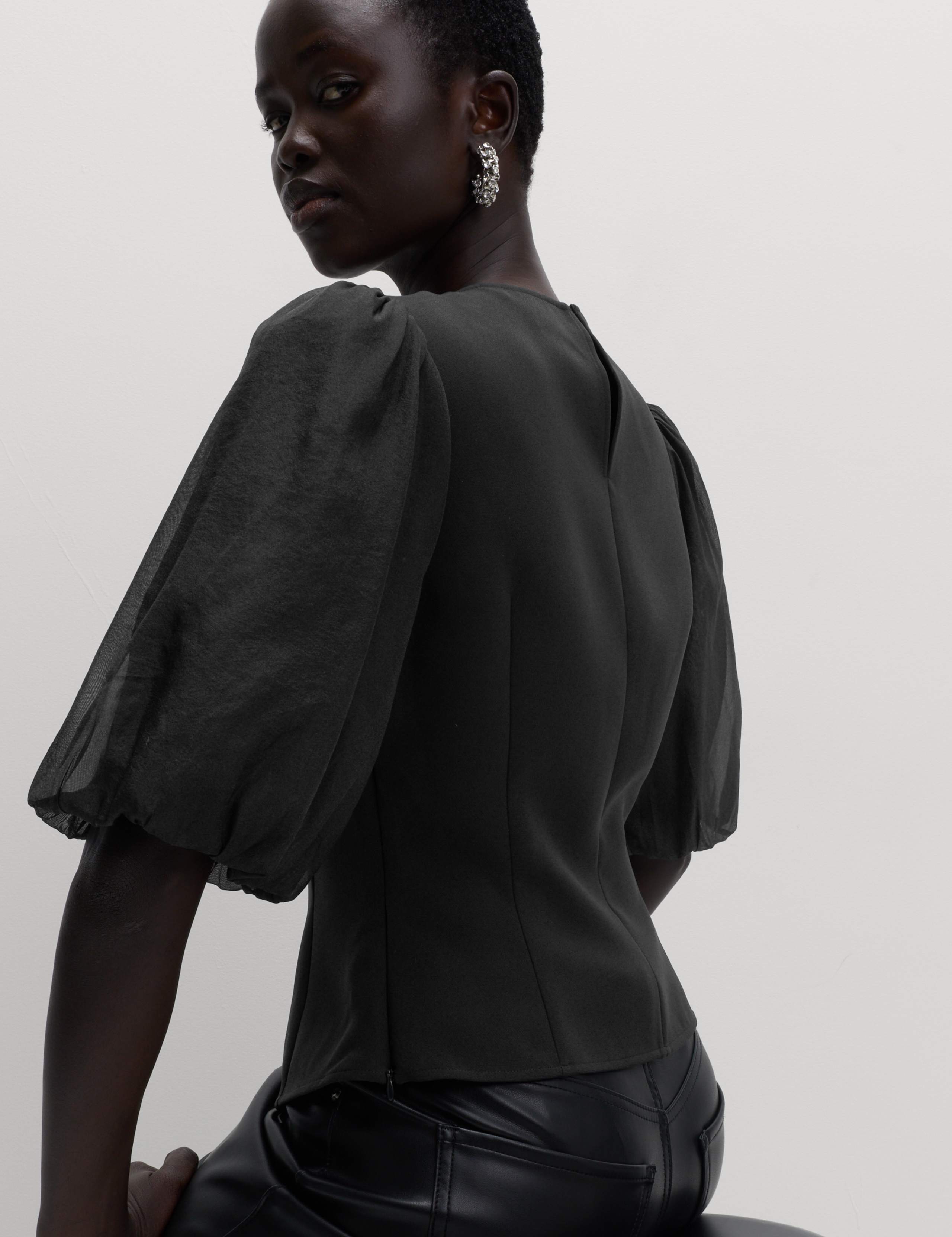 Organza Waisted Puff Sleeve Top 6 of 6