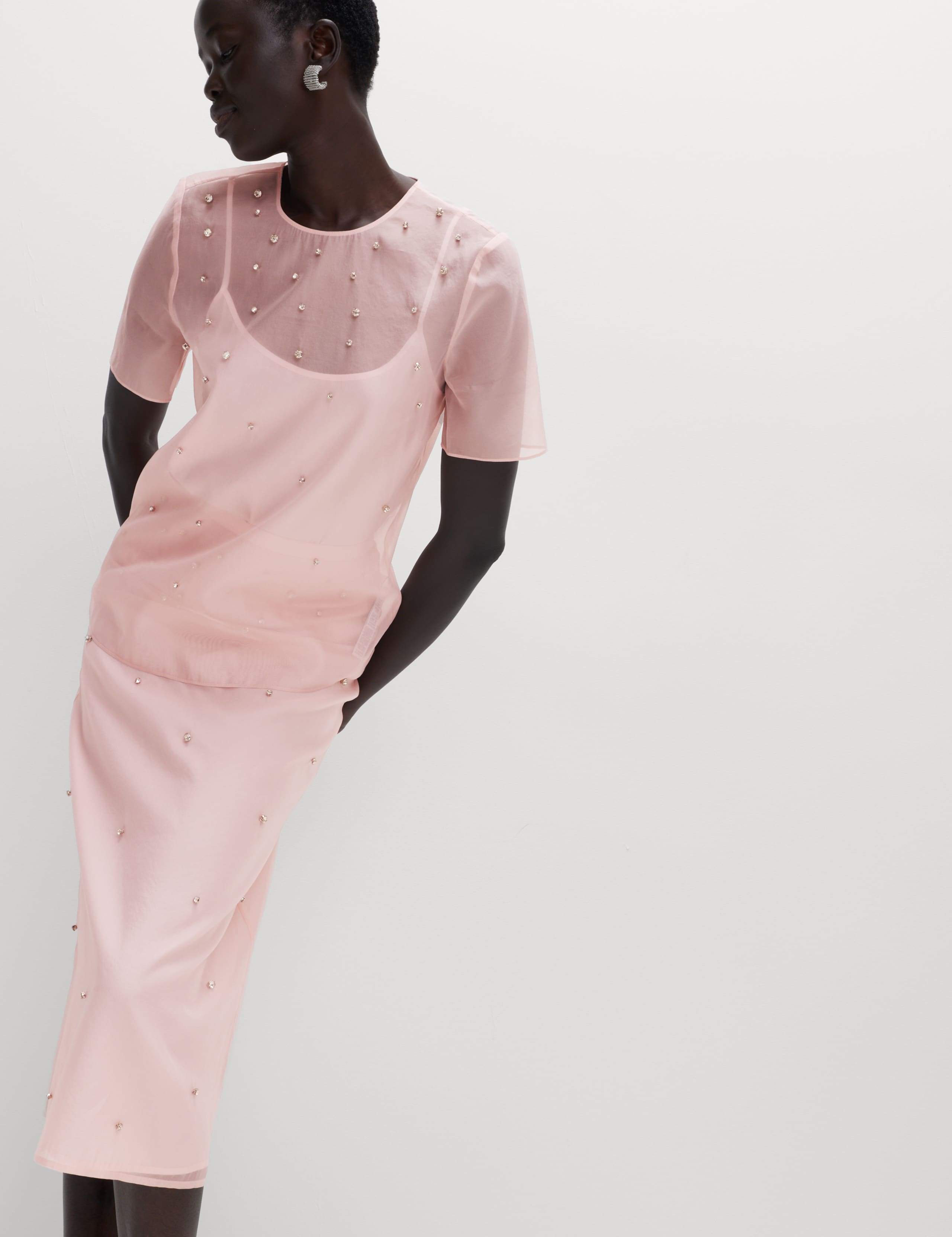 Organza Embellished Round Neck Top 4 of 6