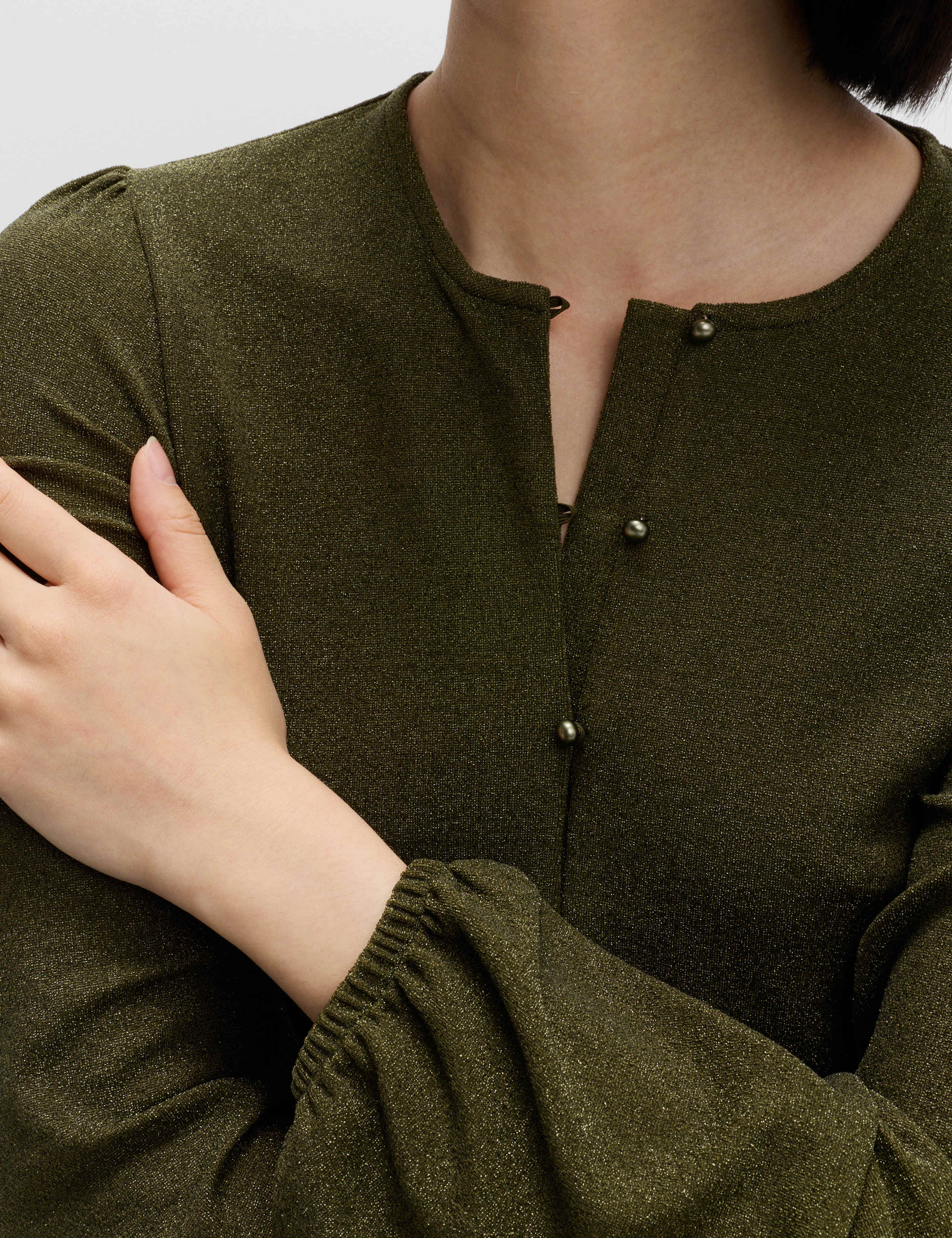 Sparkly Button Through Blouson Sleeve Top 5 of 6