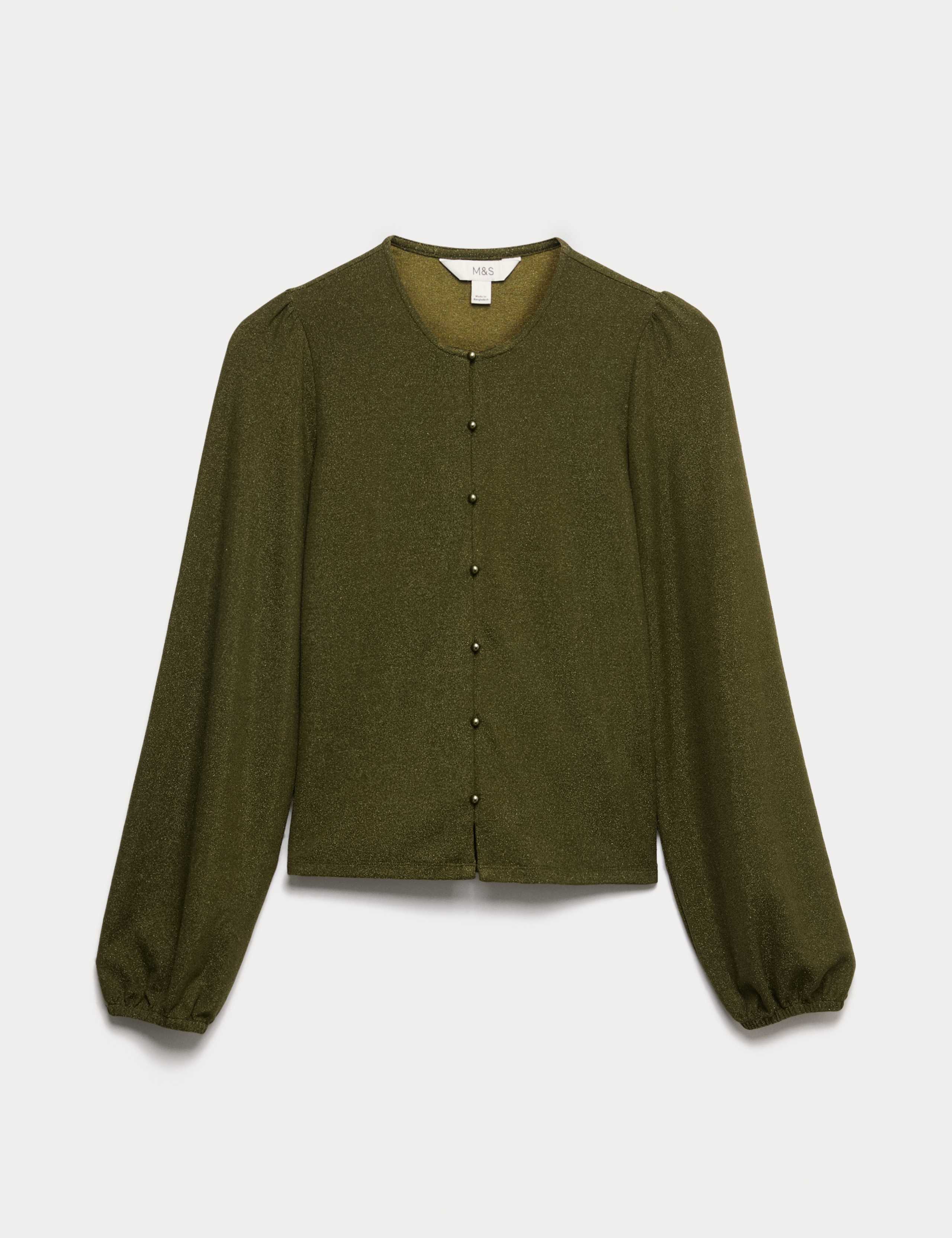 Sparkly Button Through Blouson Sleeve Top 2 of 6