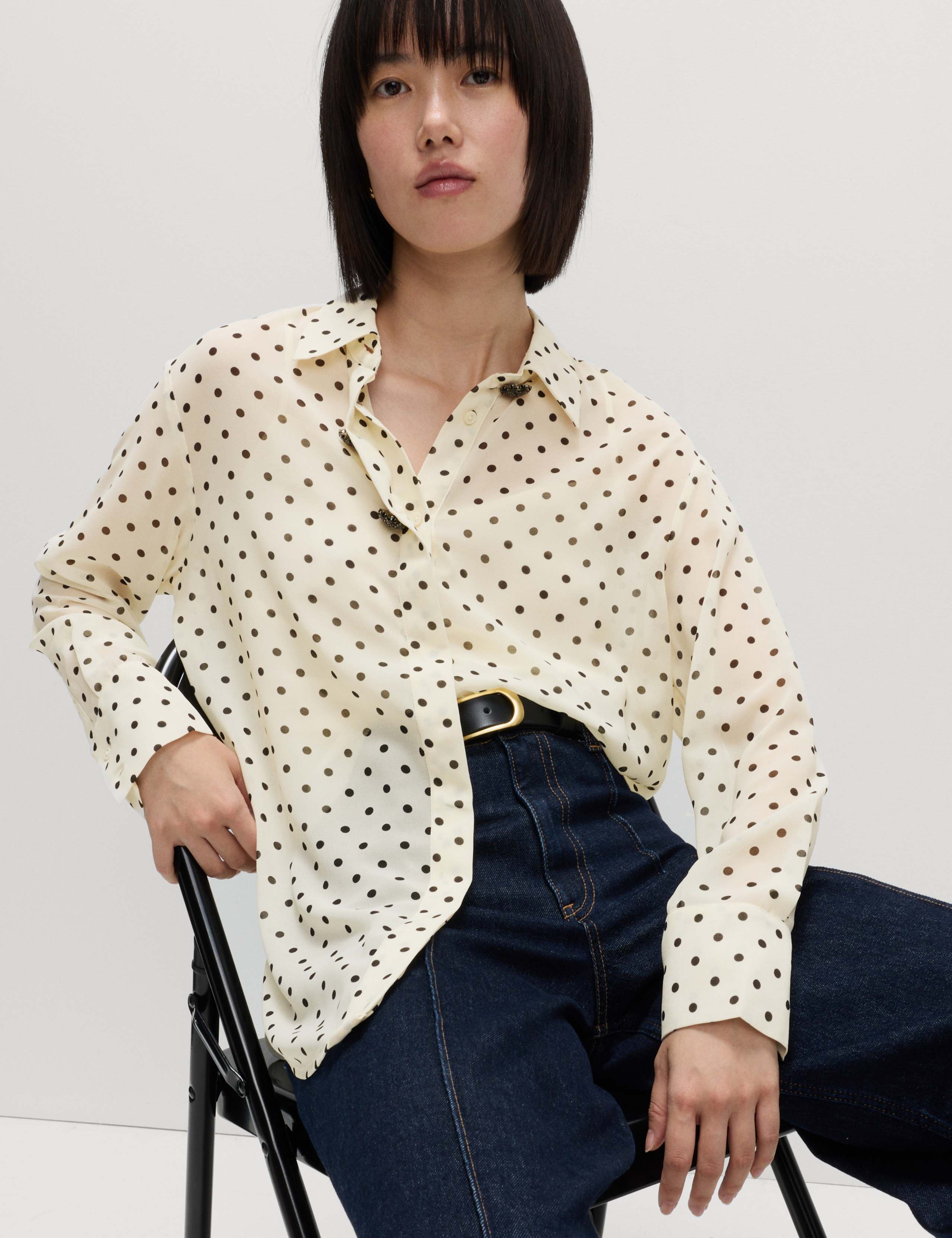 Polka Dot Embellished Button Detail Shirt 4 of 5