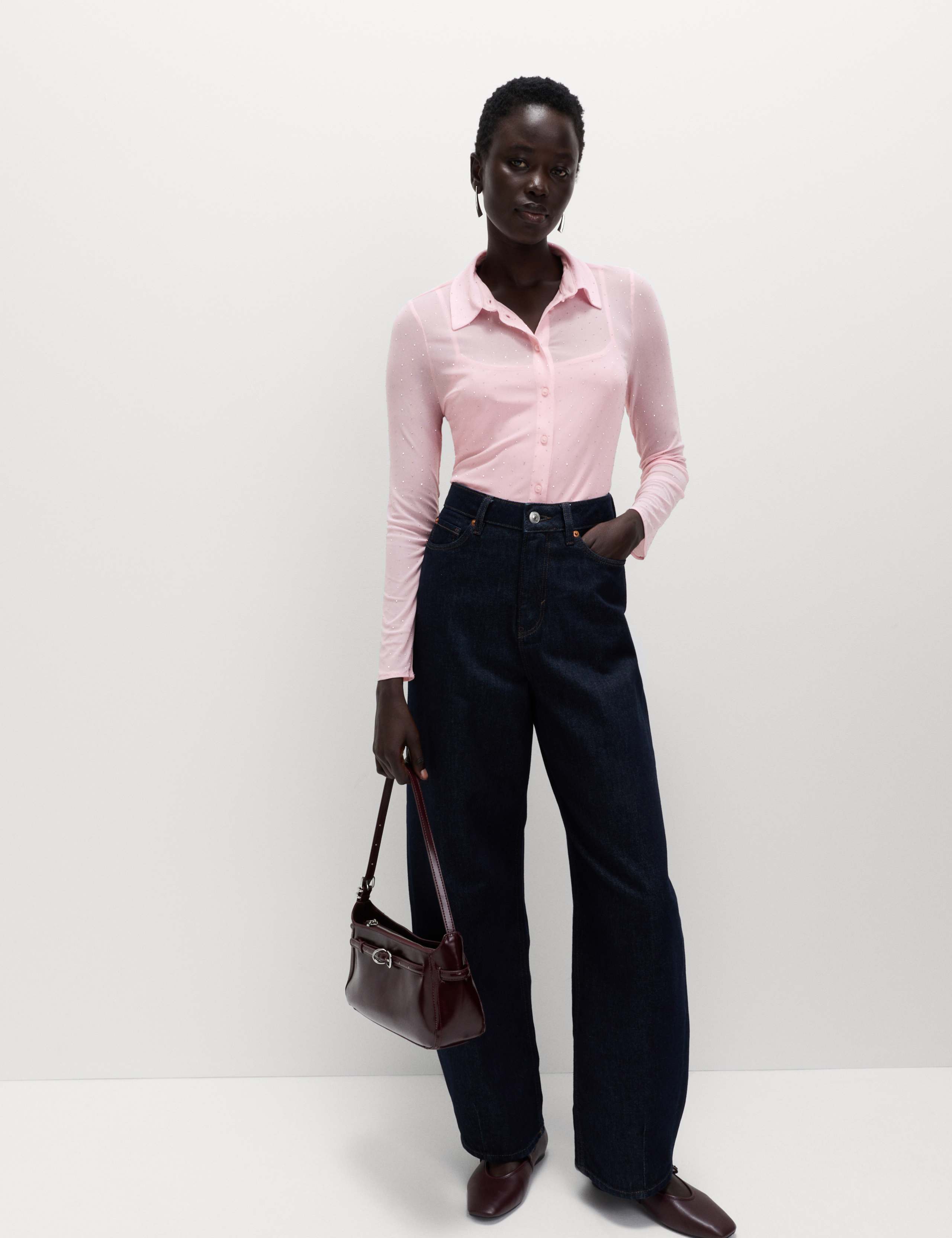 Mesh Embellished Fitted Shirt 3 of 5