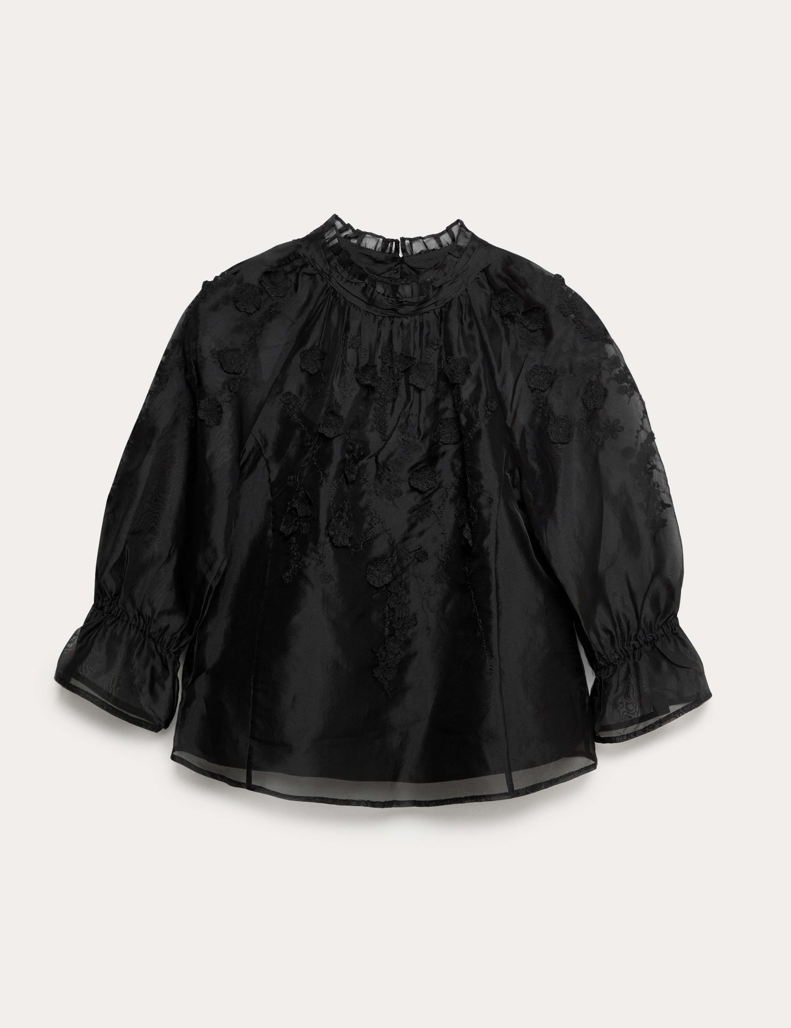 Organza Embroidered Floral High Neck Blouse 2 of 7
