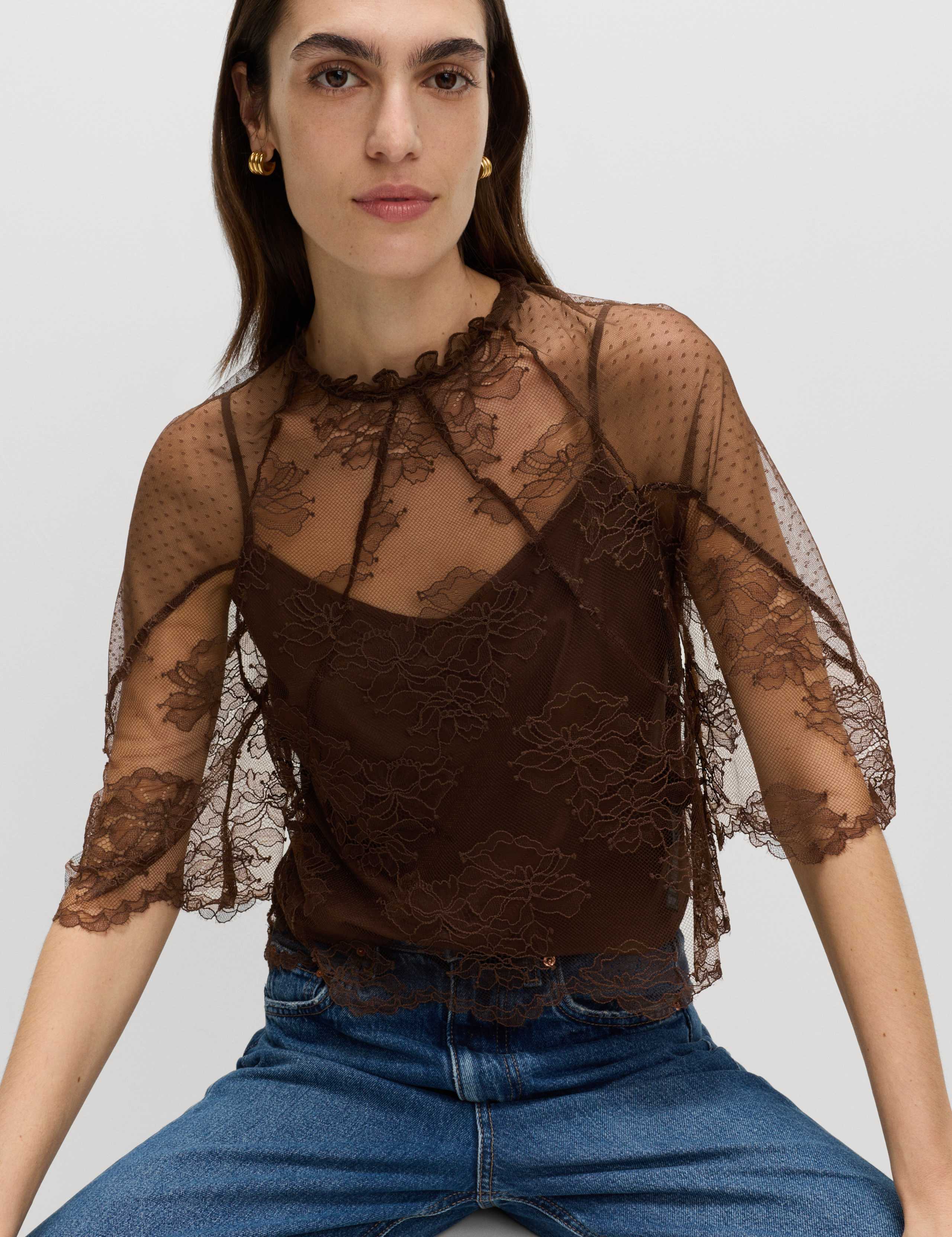 Lace Frill Neck Top 1 of 6