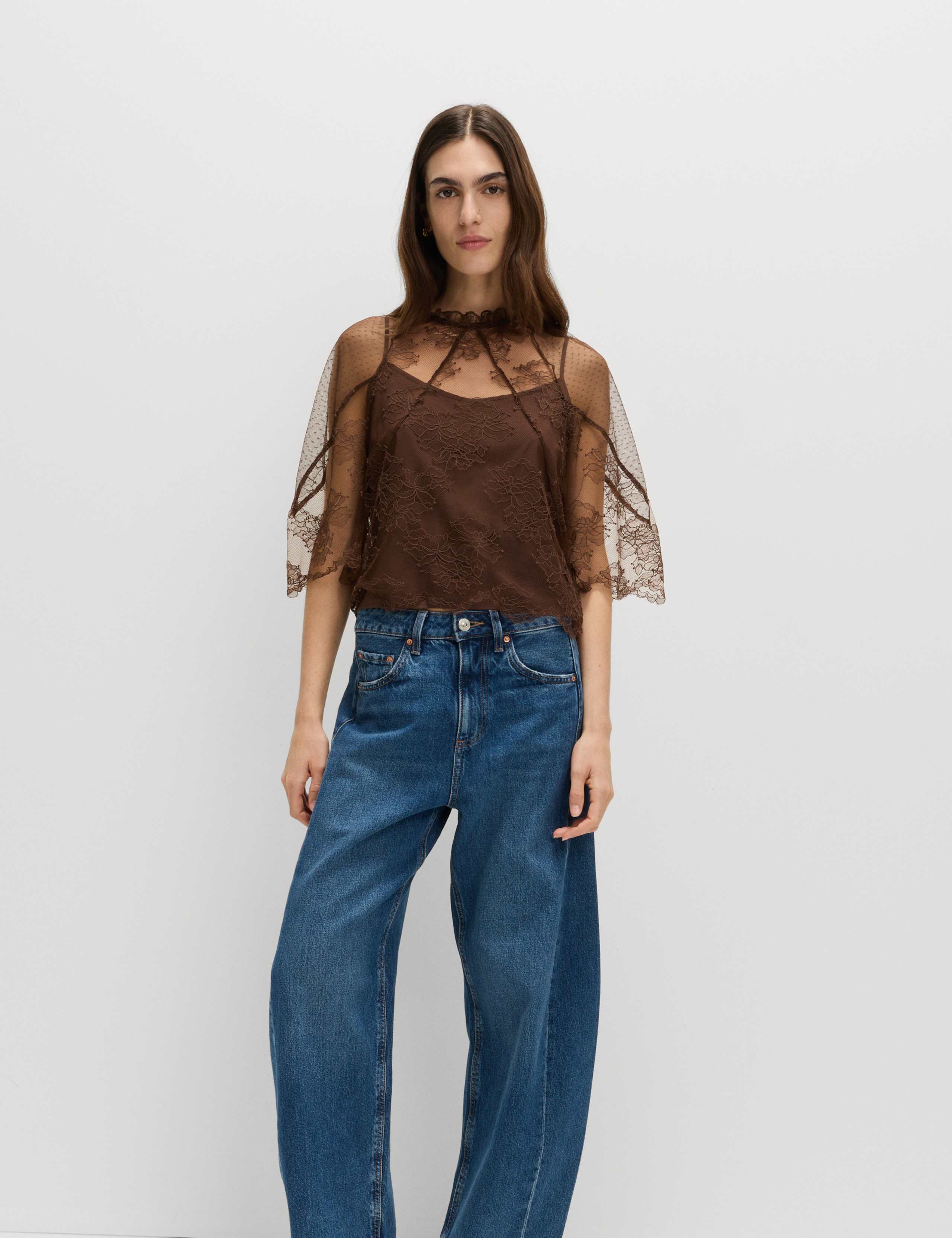 Lace Frill Neck Top 3 of 6