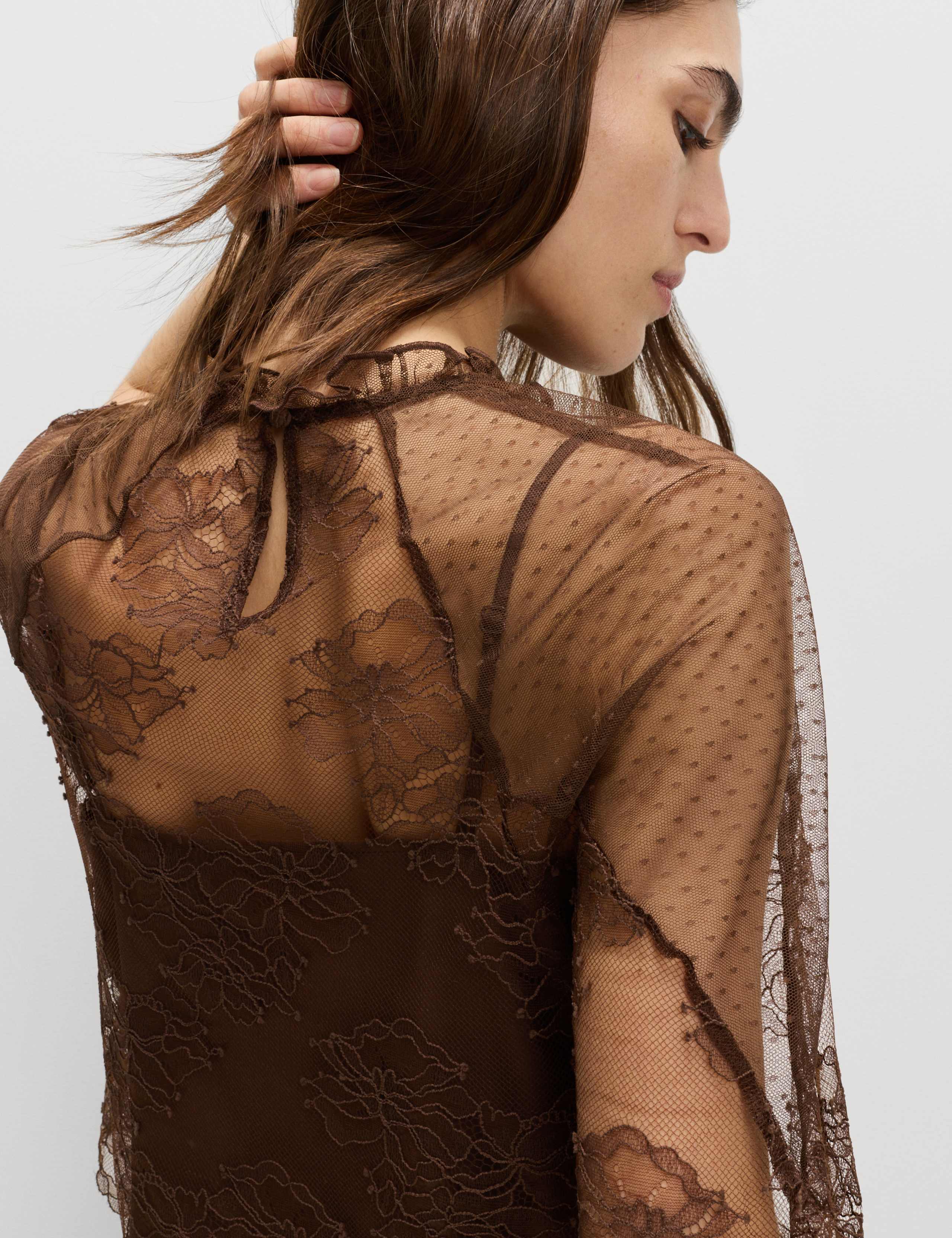 Lace Frill Neck Top 6 of 6